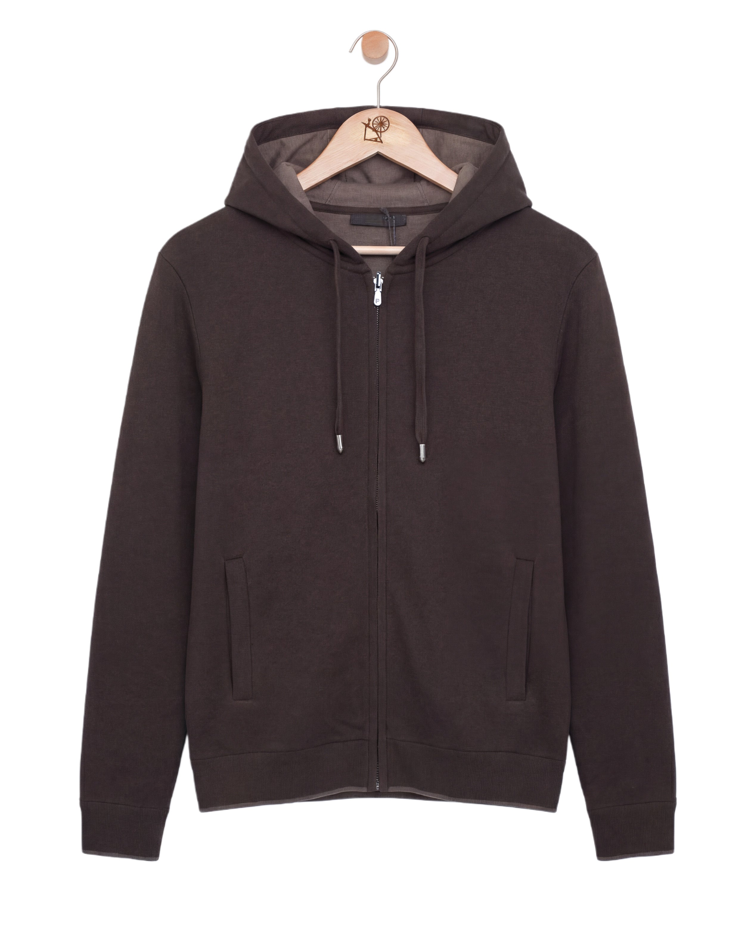 Two Tone Knitwear Tracksuit Dark Brown Beige