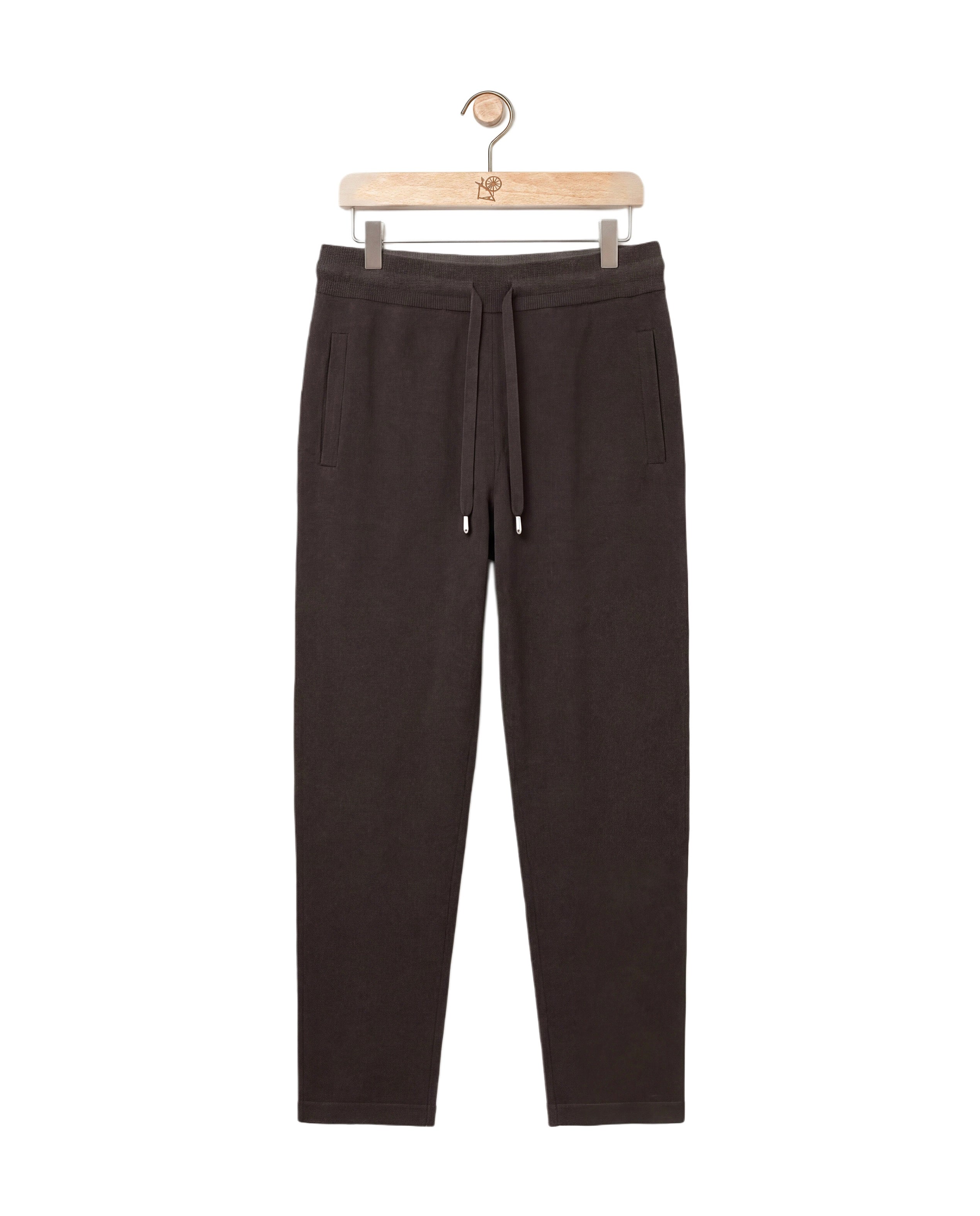 Two Tone Knitwear Tracksuit Dark Brown Beige