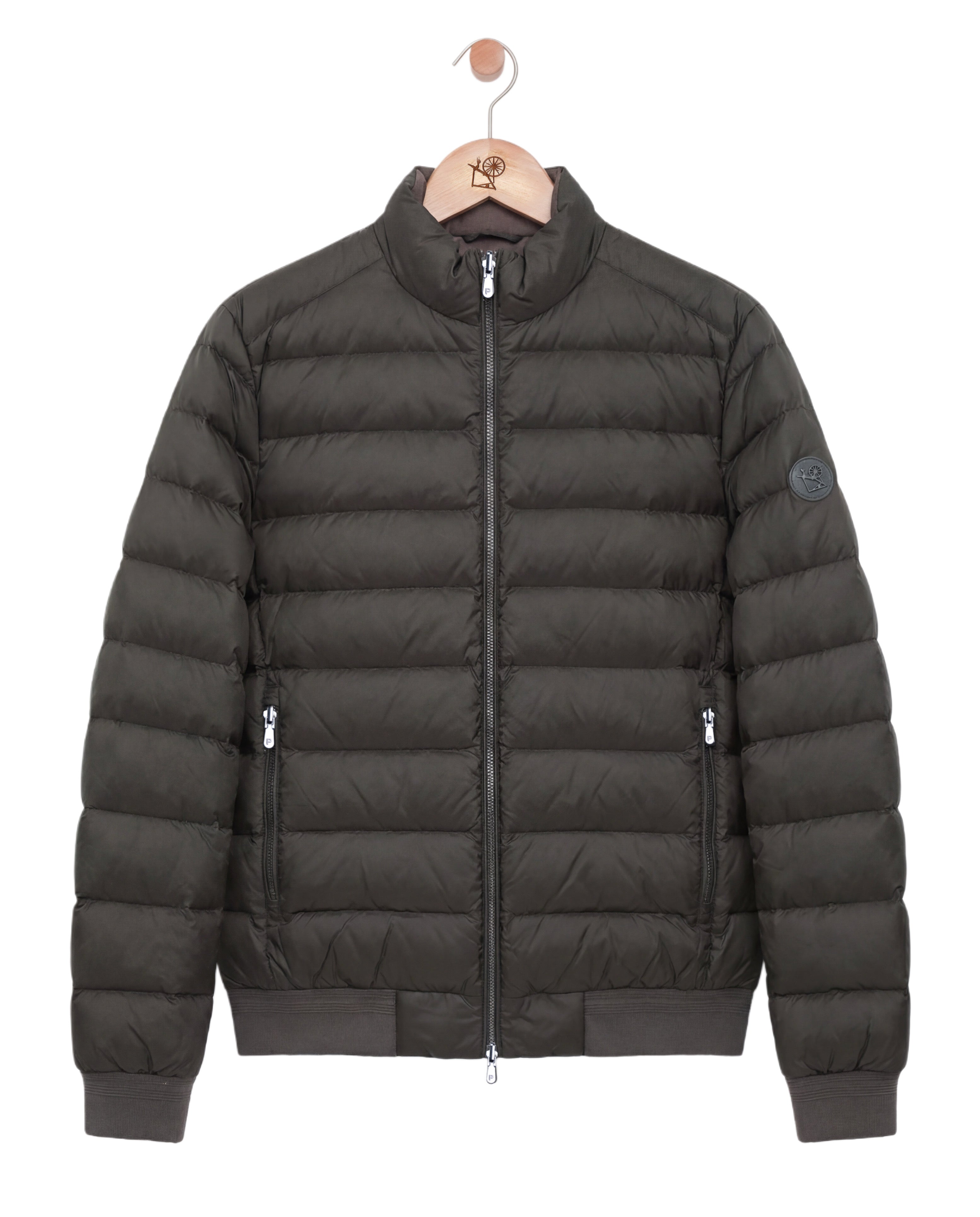 Two Tone Down Jacket Green Brown