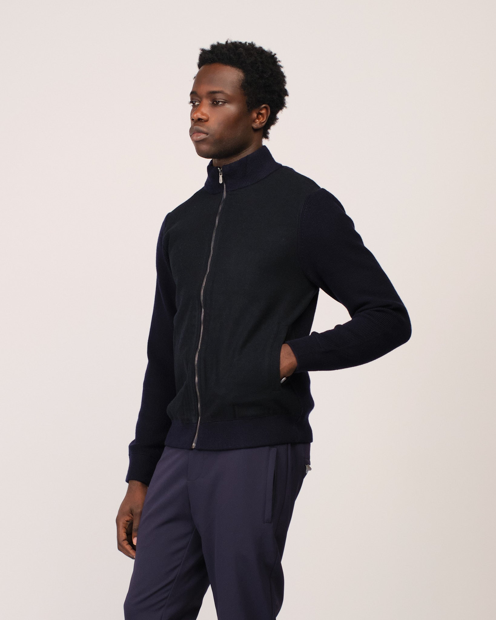 Two Tone Cardigan Navy