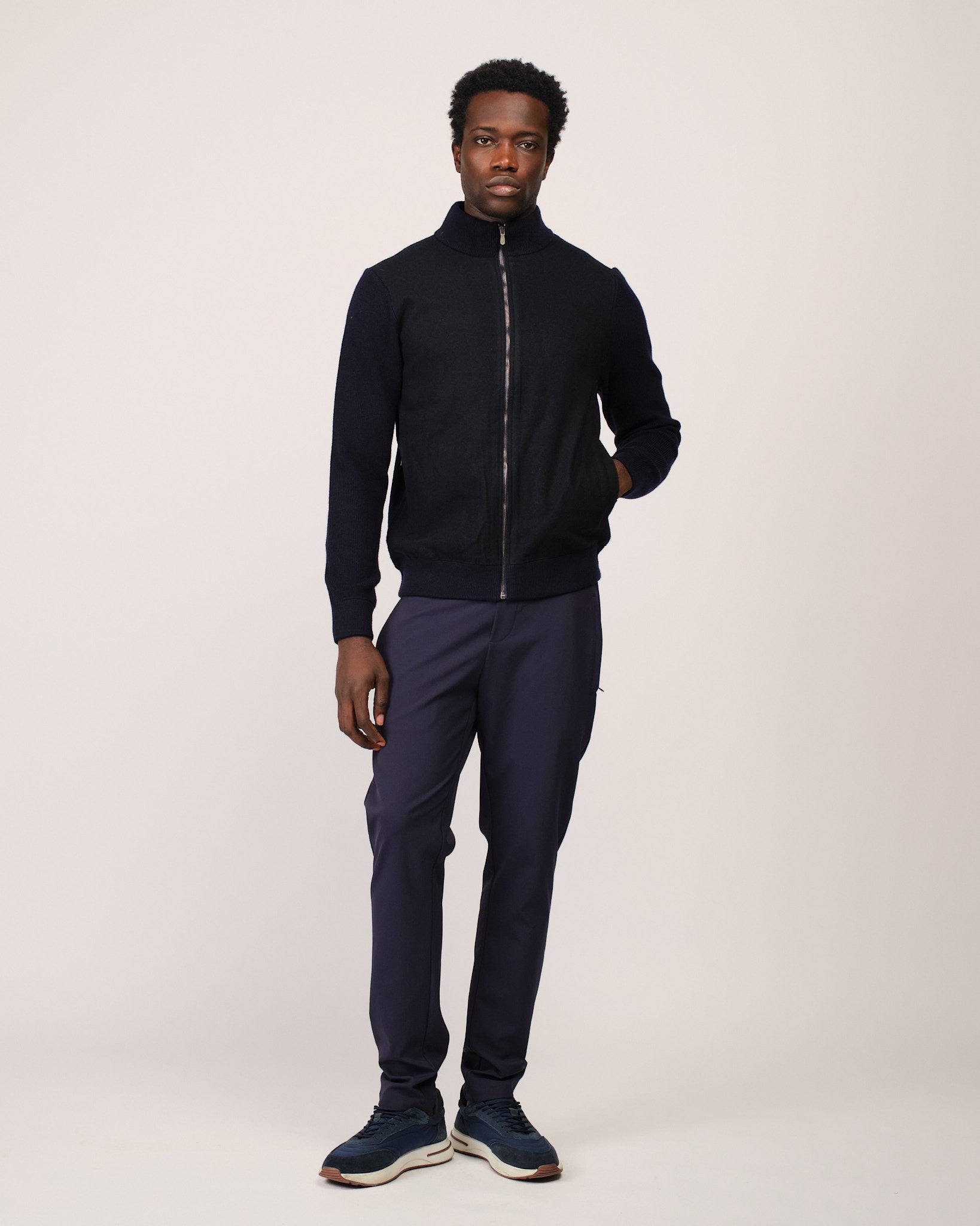 Two Tone Cardigan Navy