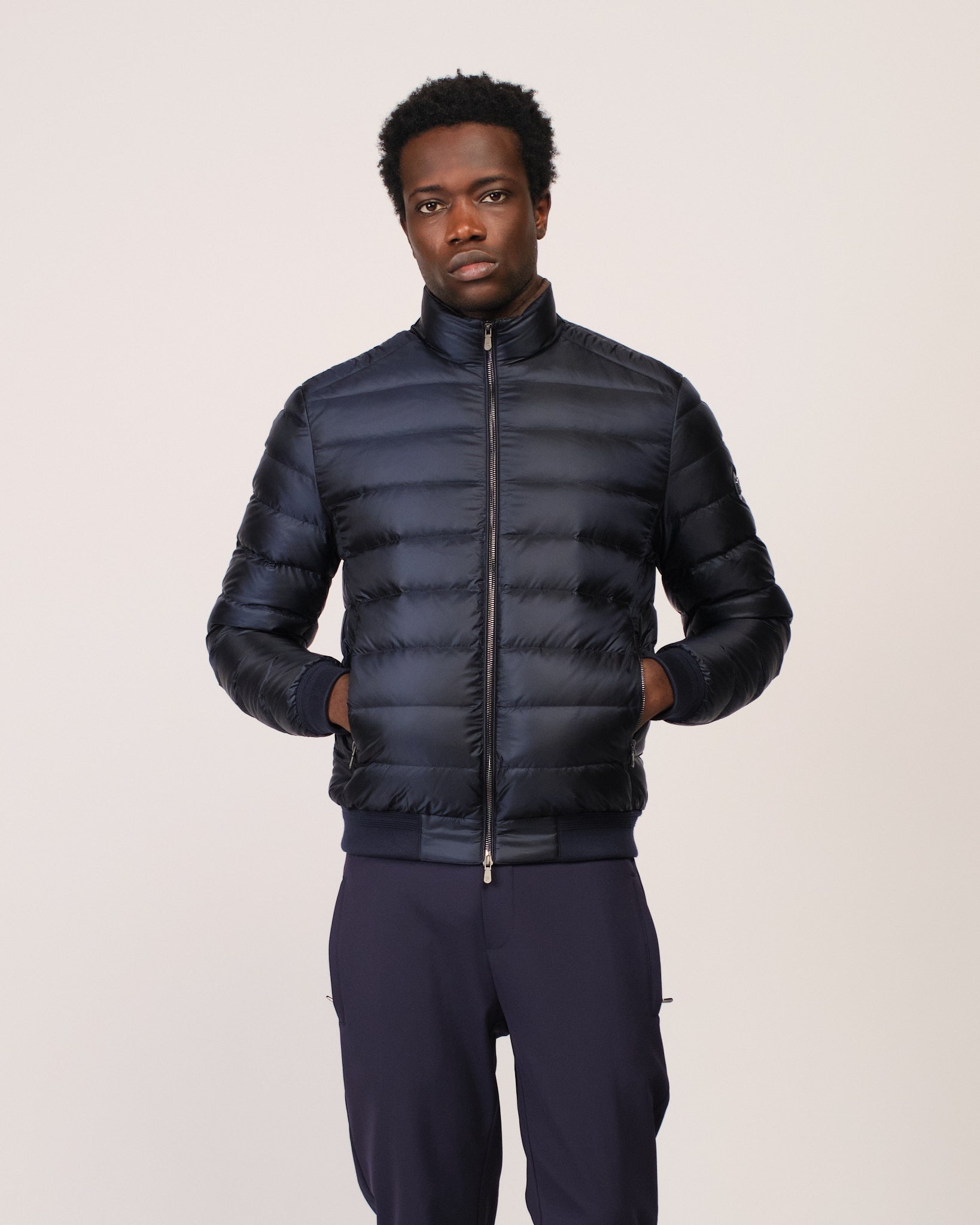 Two Tone Down Jacket Navy Brown