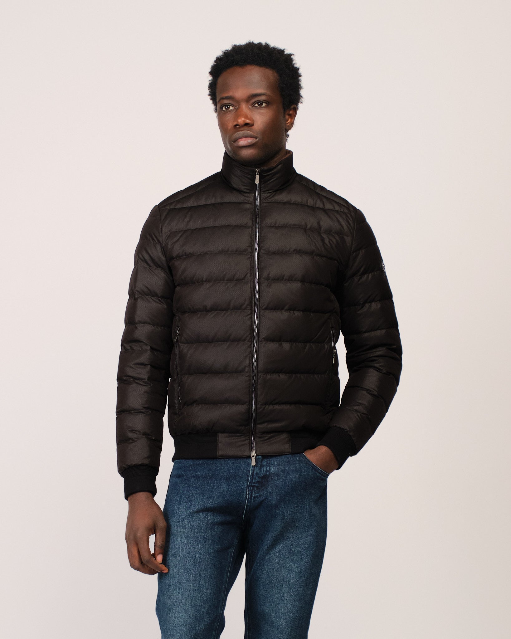 Two Tone Down Jacket Black Brown