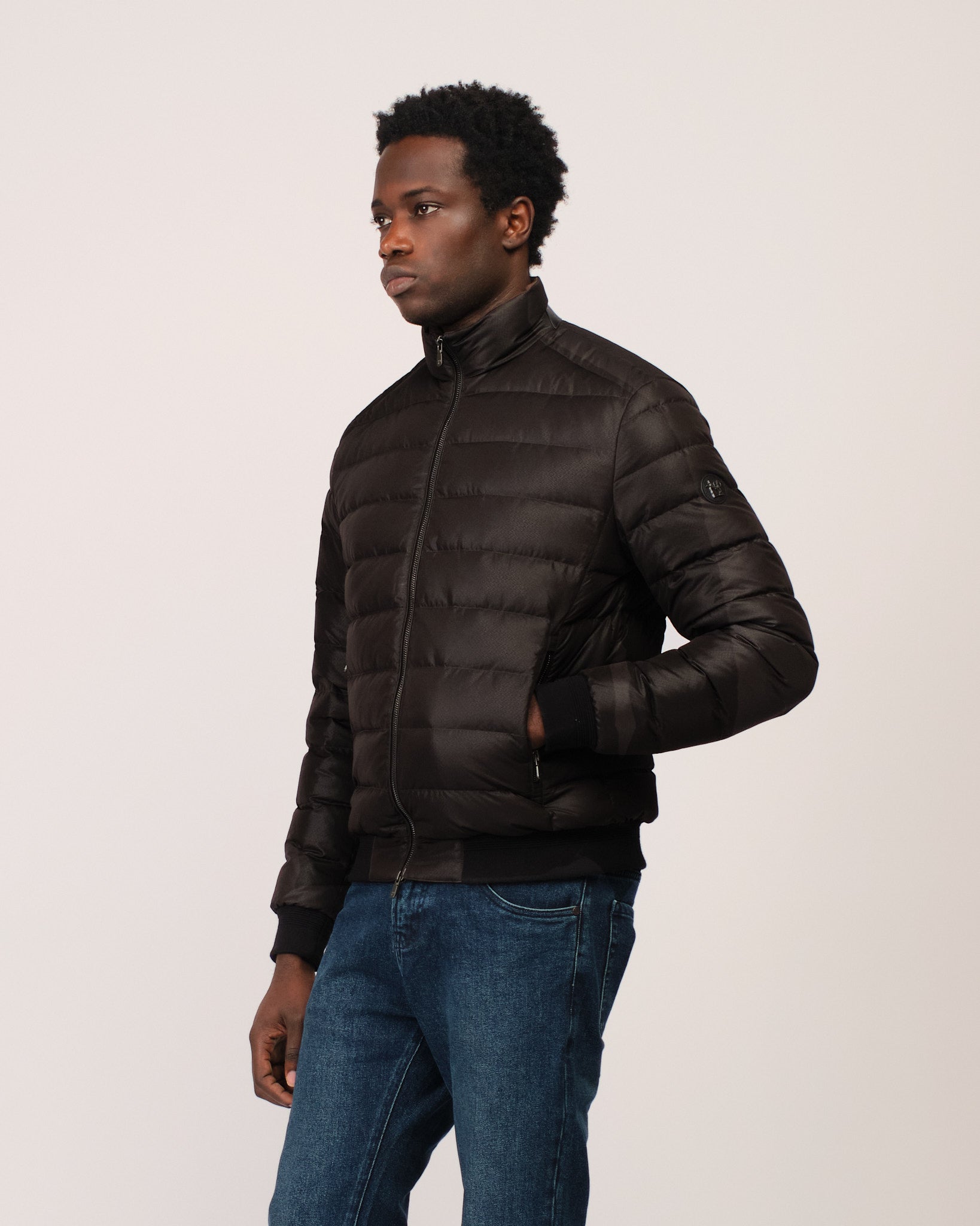 Two Tone Down Jacket Black Brown