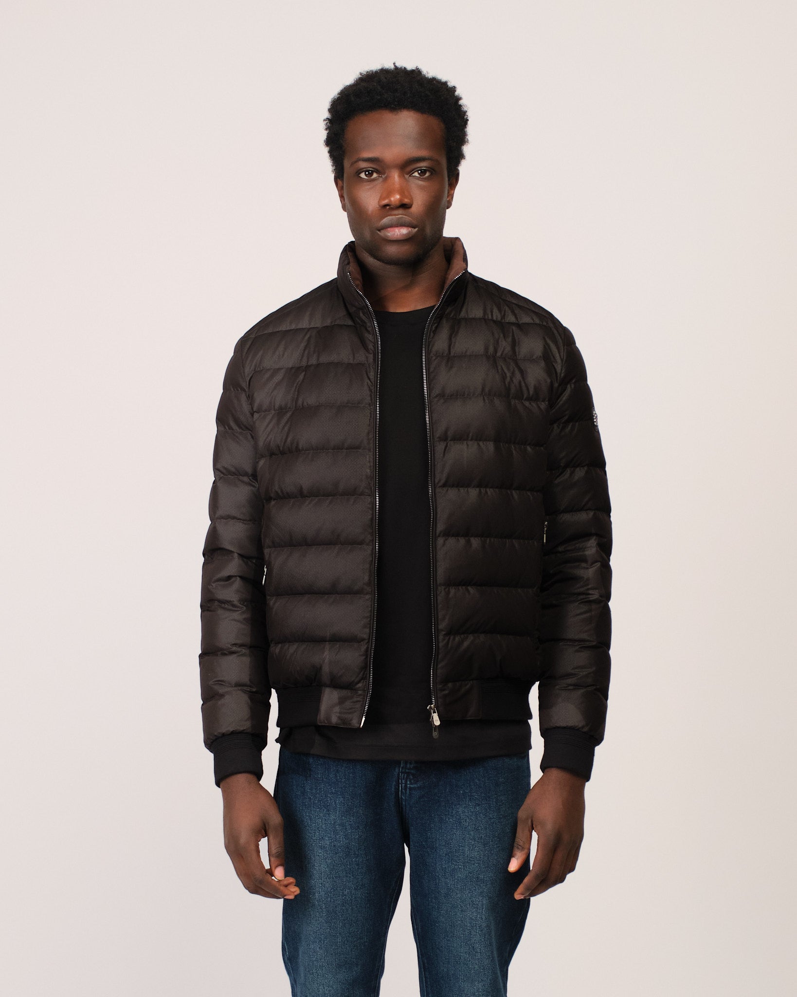 Two Tone Down Jacket Black Brown