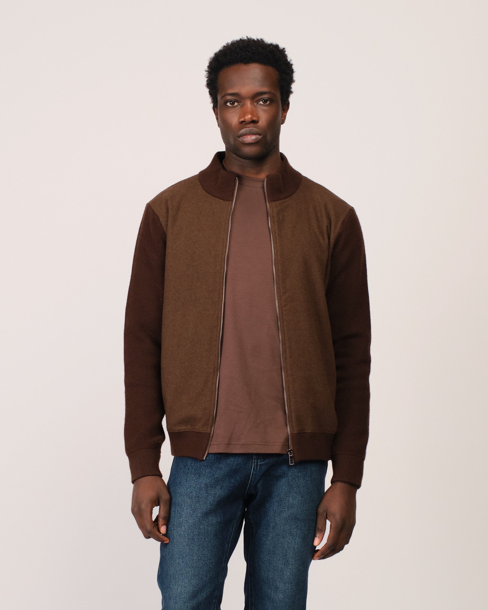 Two Tone Cardigan Brown