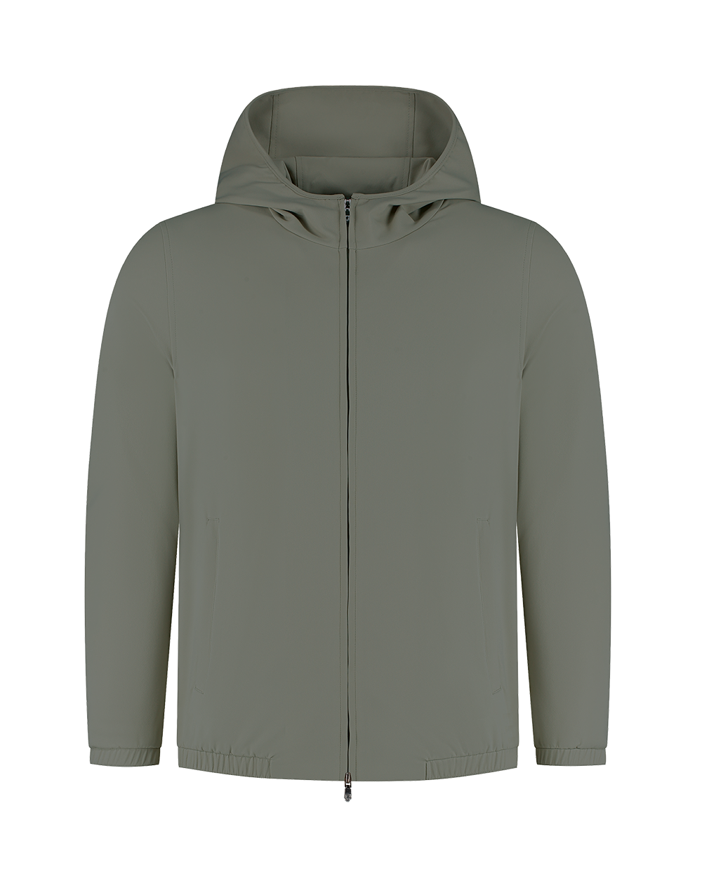 Green hooded jacket on a white background