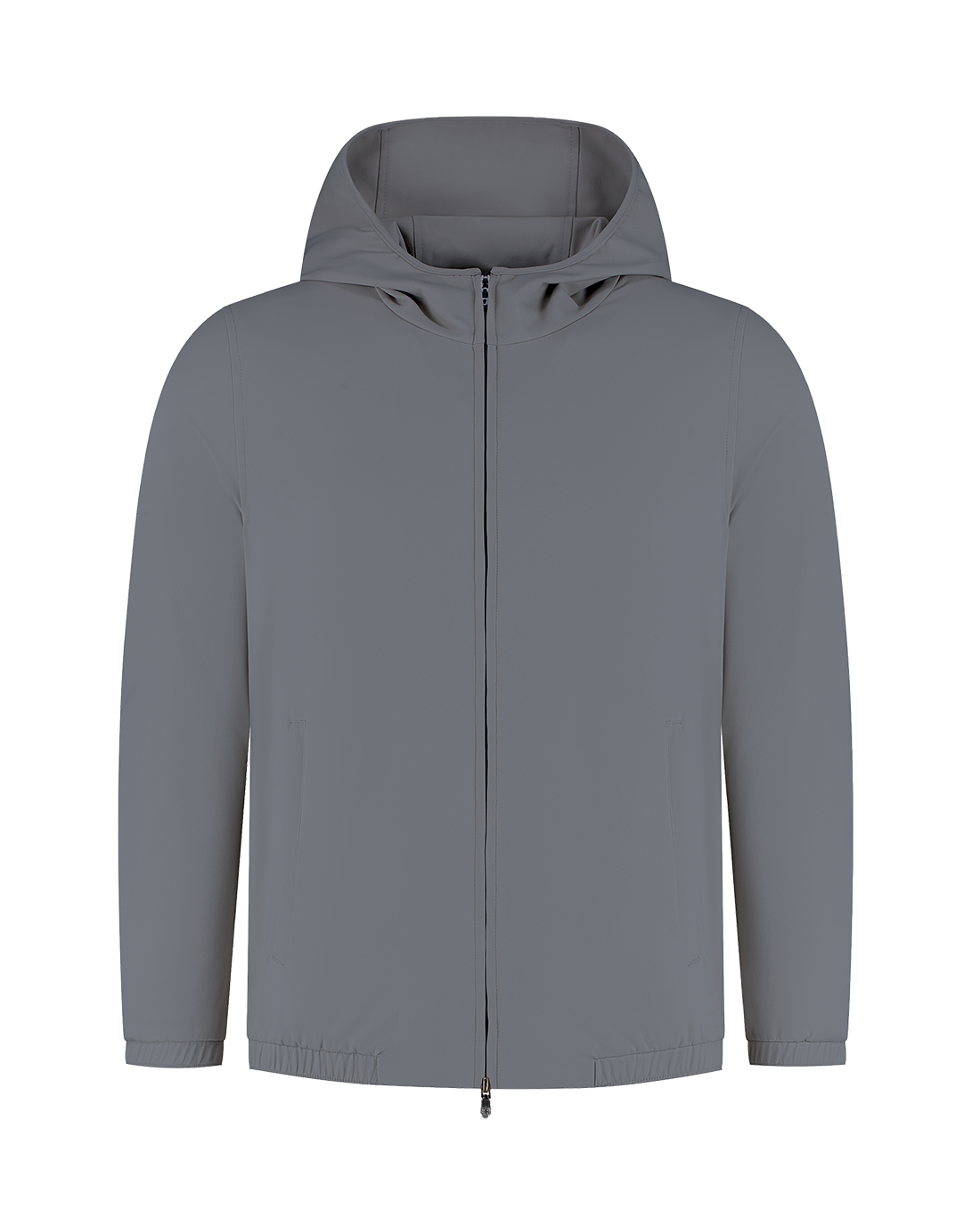 Gray hooded jacket on a white background