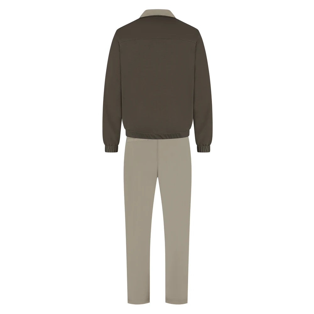 Brown riding pants with a visible brand logo on a white background