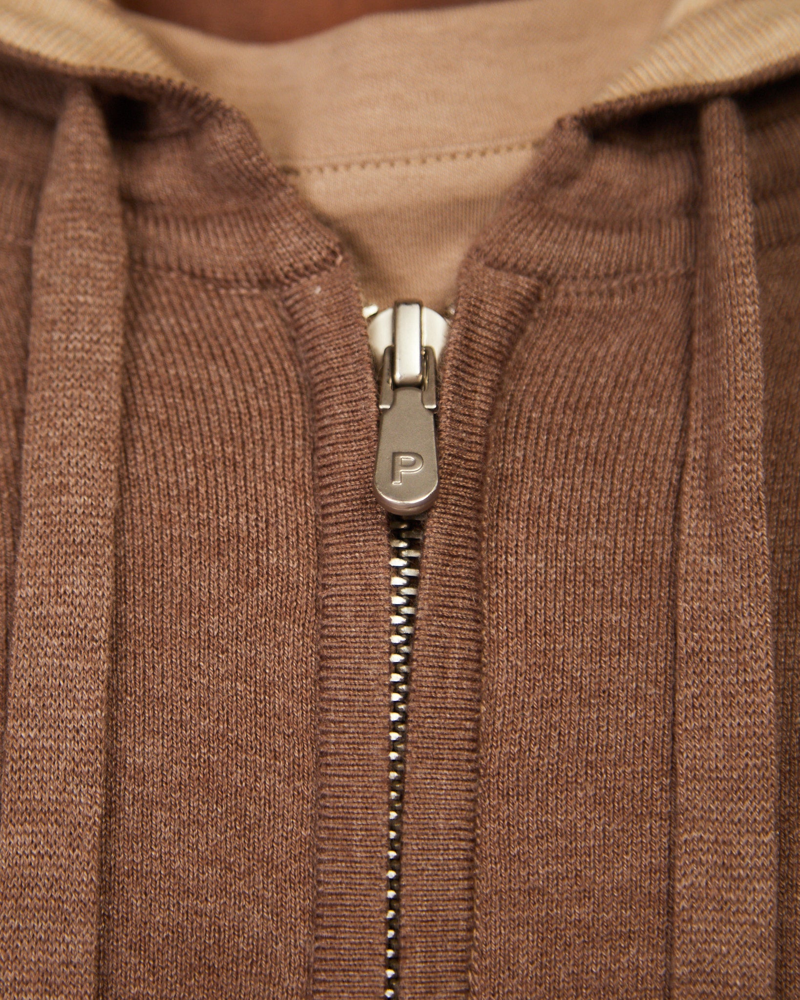 Two Tone Knitwear Tracksuit Brown Beige