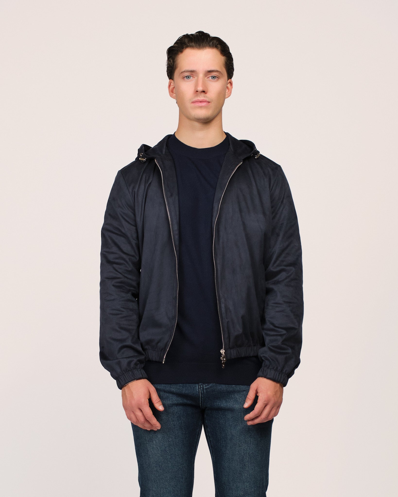 Suede Windbreaker Navy Blue