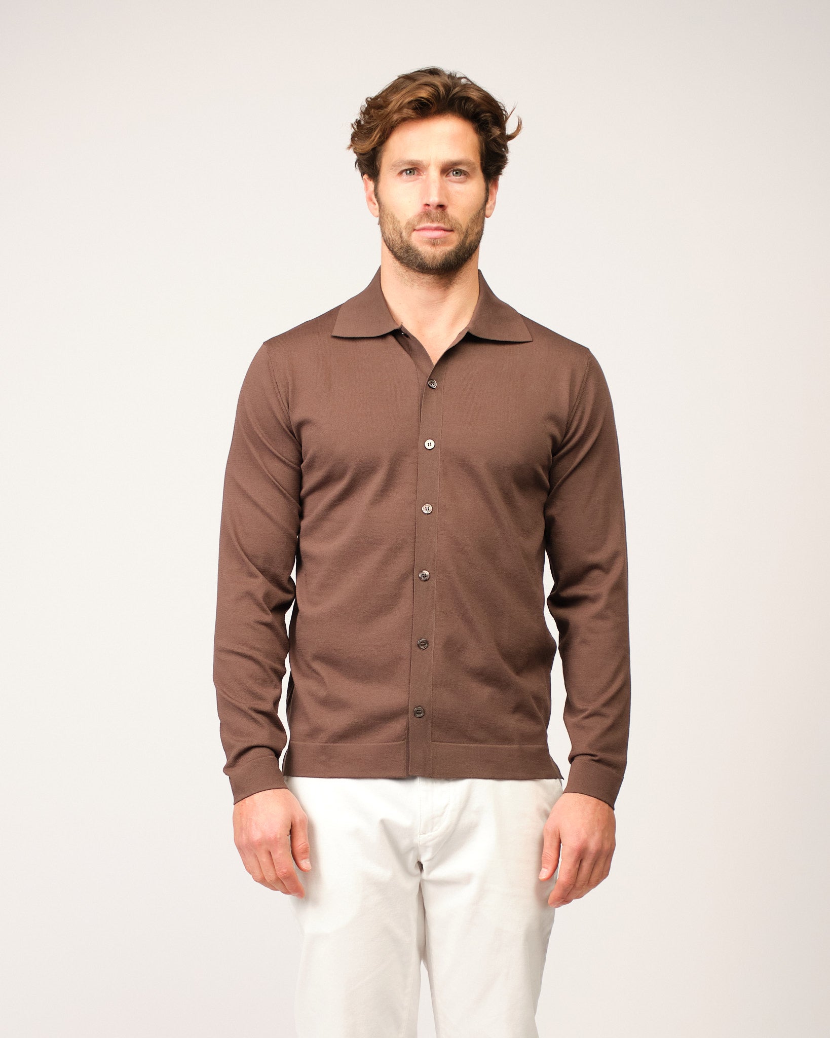 The Knitted Button Shirt Brown