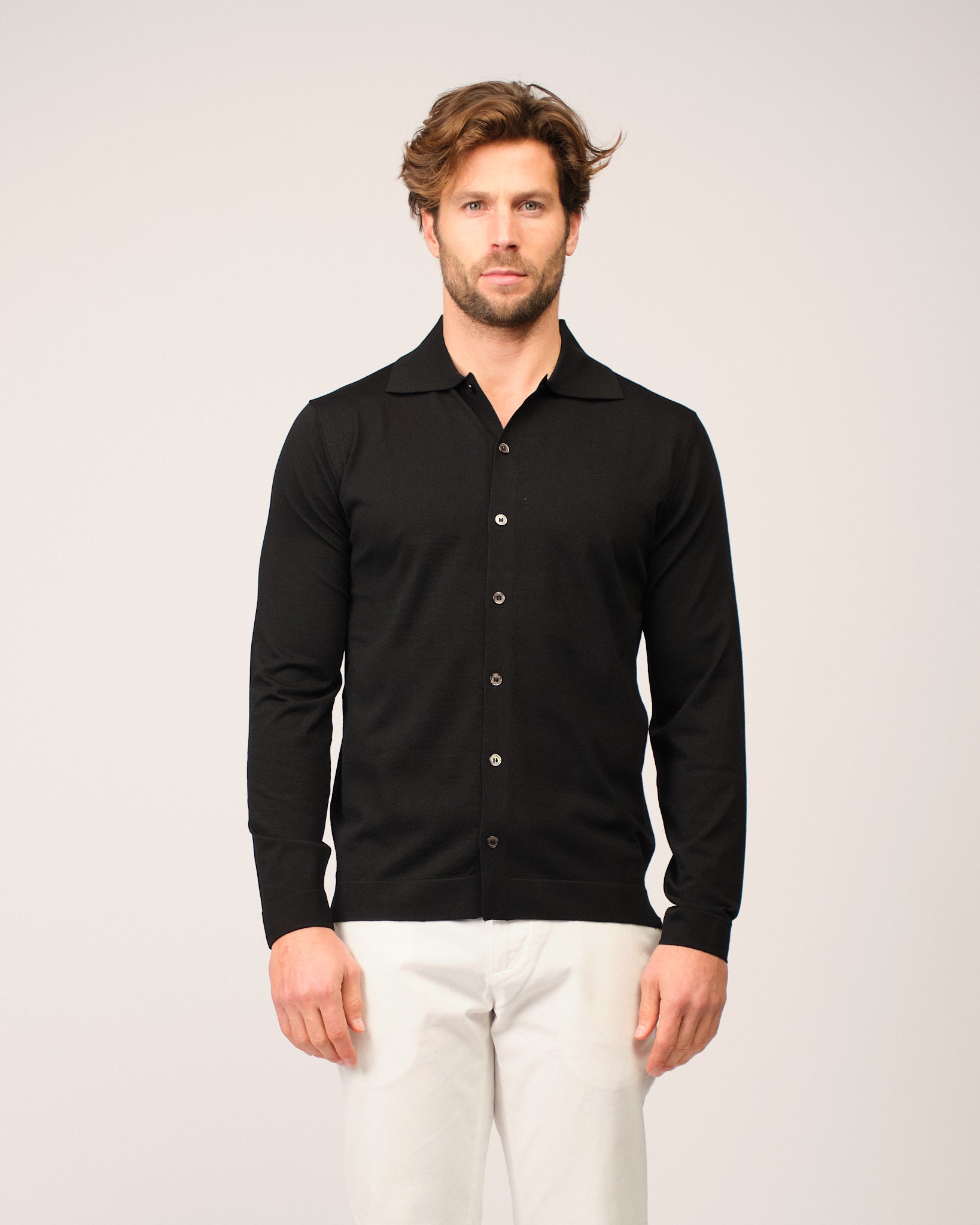 The Knitted Button Shirt Black