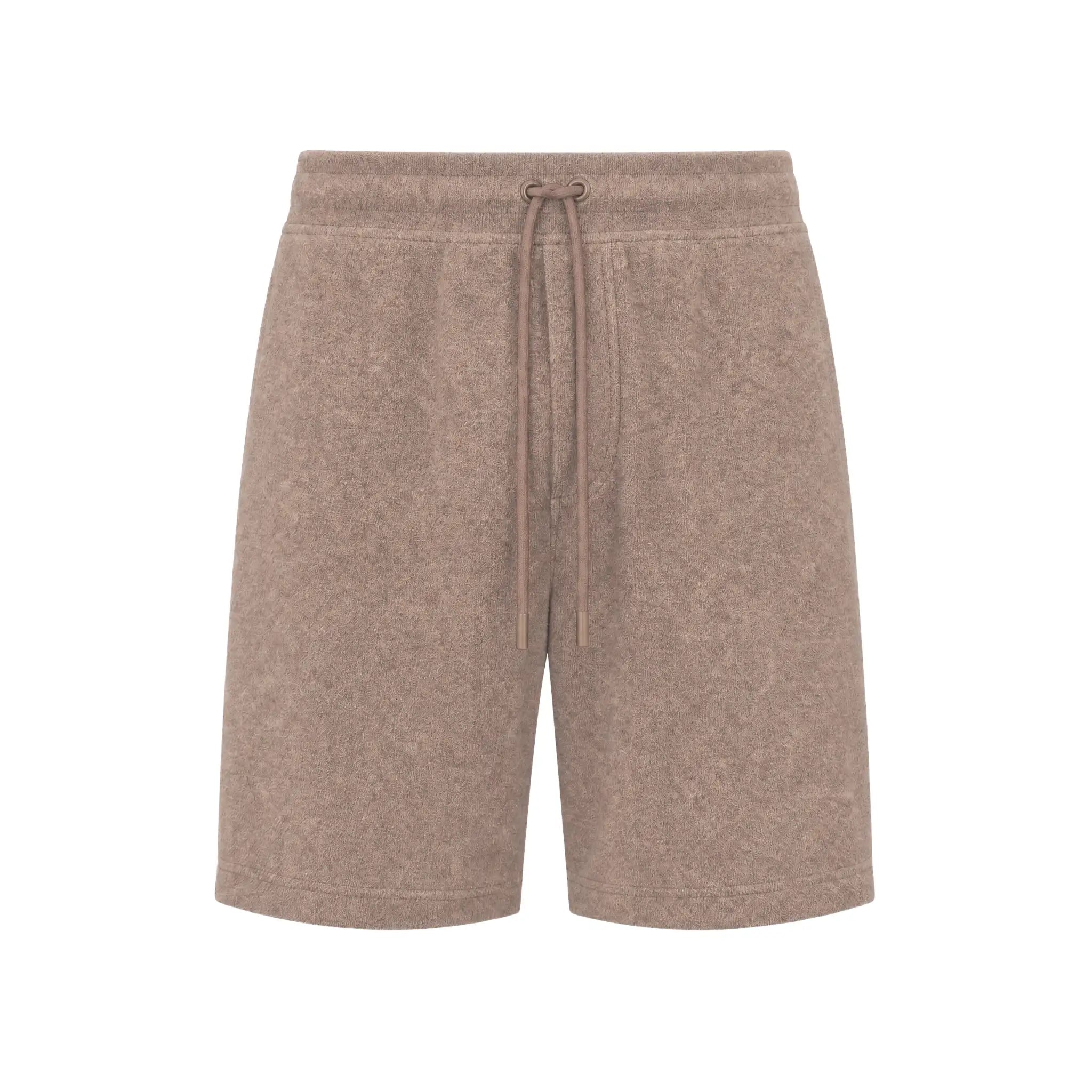 Brown Terry Resort Shorts for men with relaxed fit and lightweight summer style
