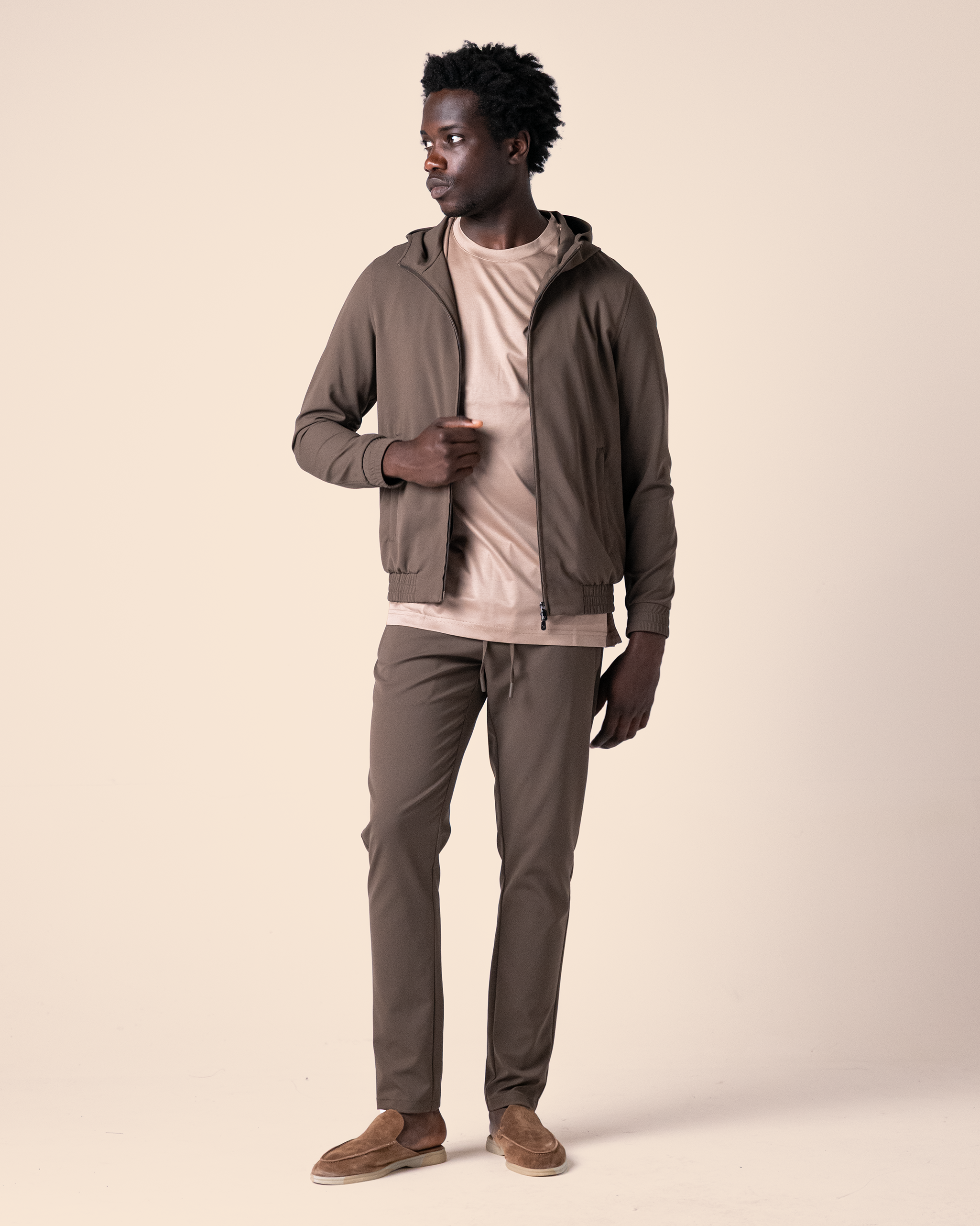 Hooded Tech Suit Brown