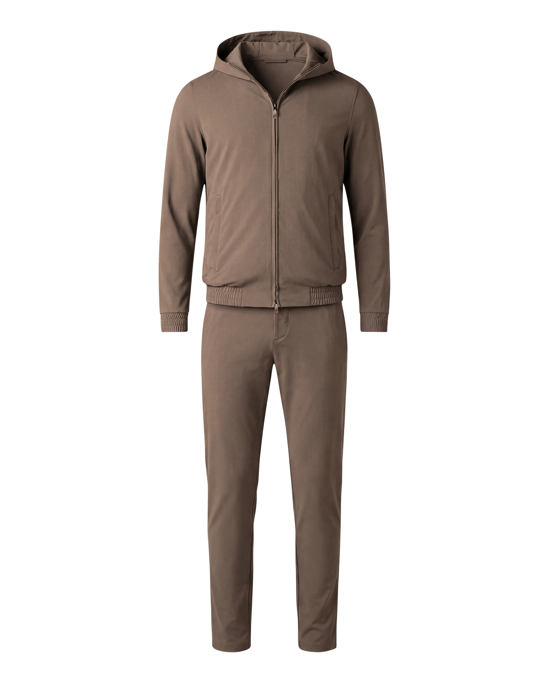 Beige tracksuit on a black background