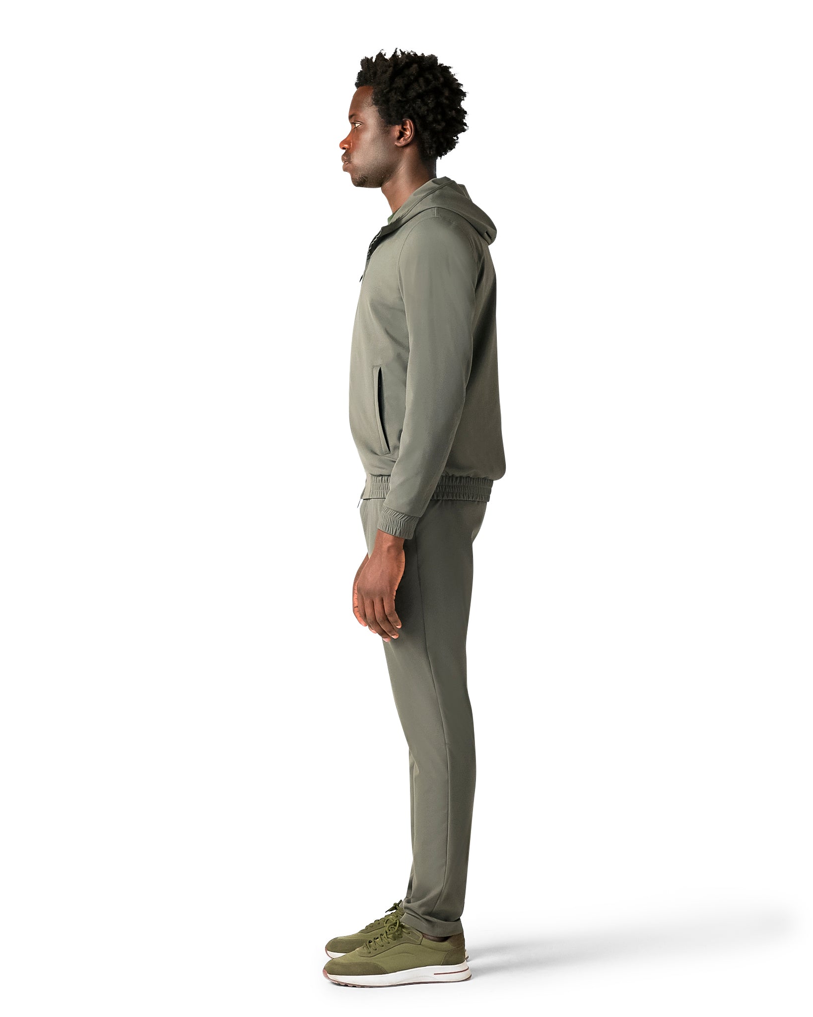 Groen techpak met capuchon