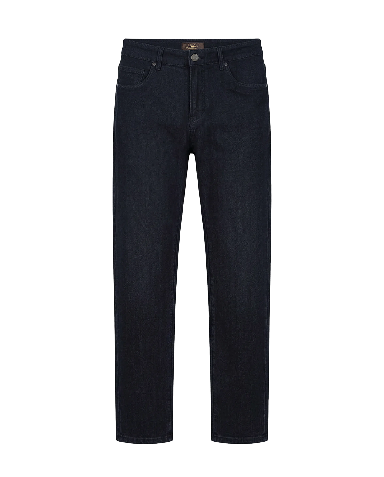 Dark blue jeans on a white background