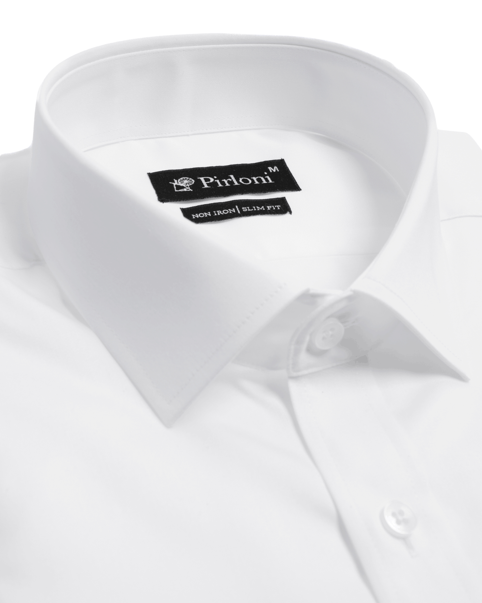 White dress shirt with Pirloni label on a white background