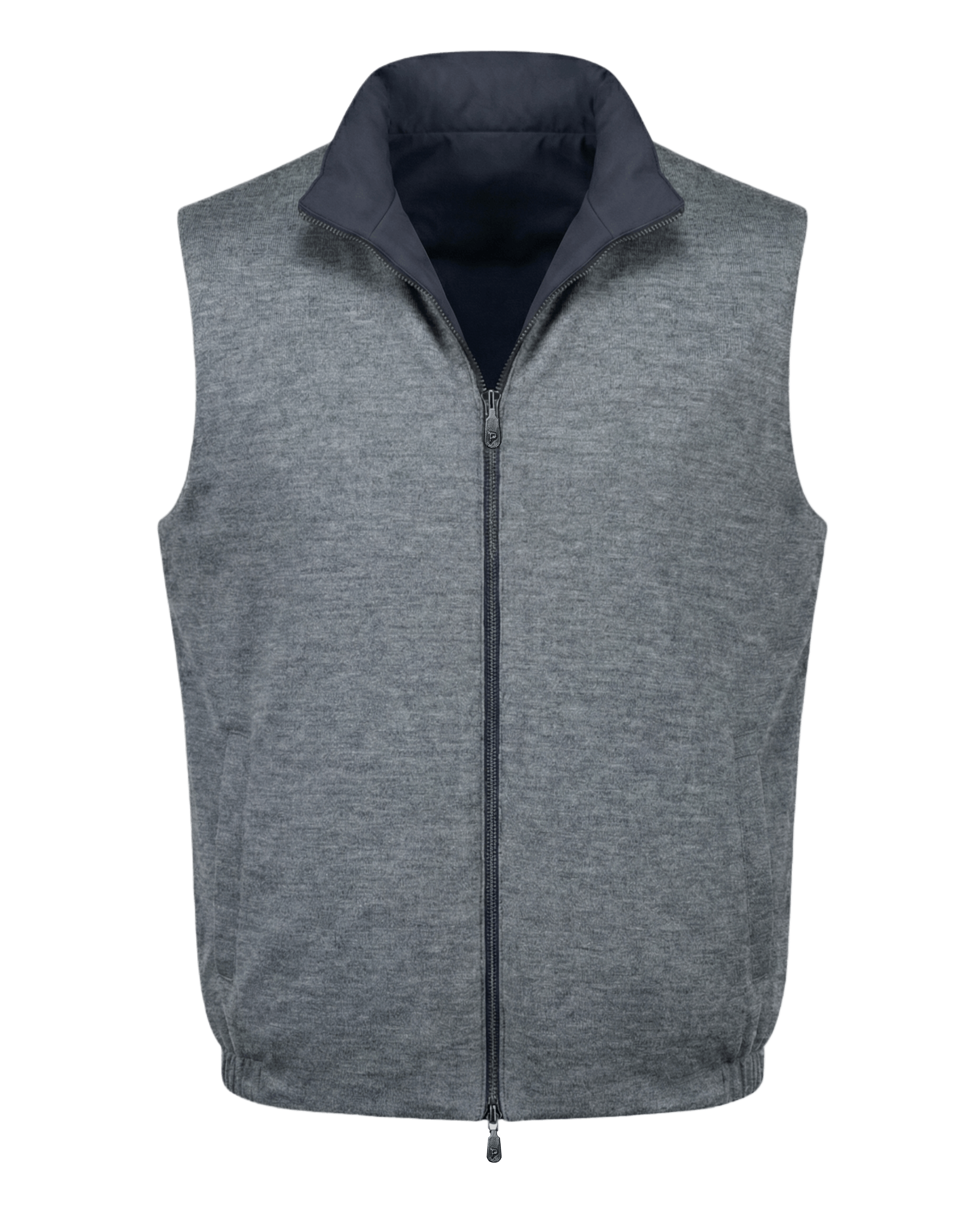 Gray vest with a zipper on a transparent background