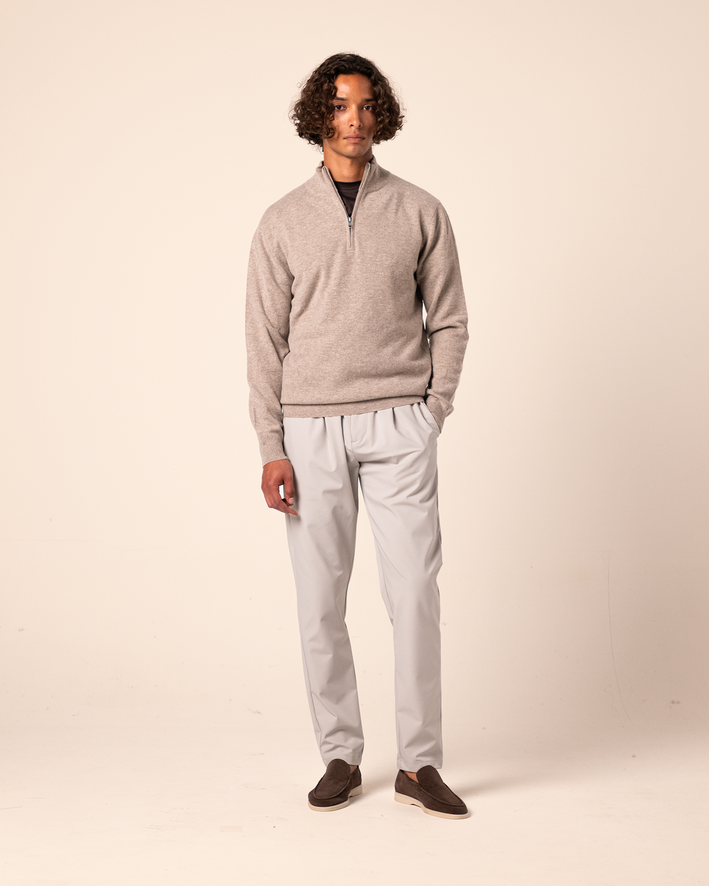 Halfzip Merino Beige