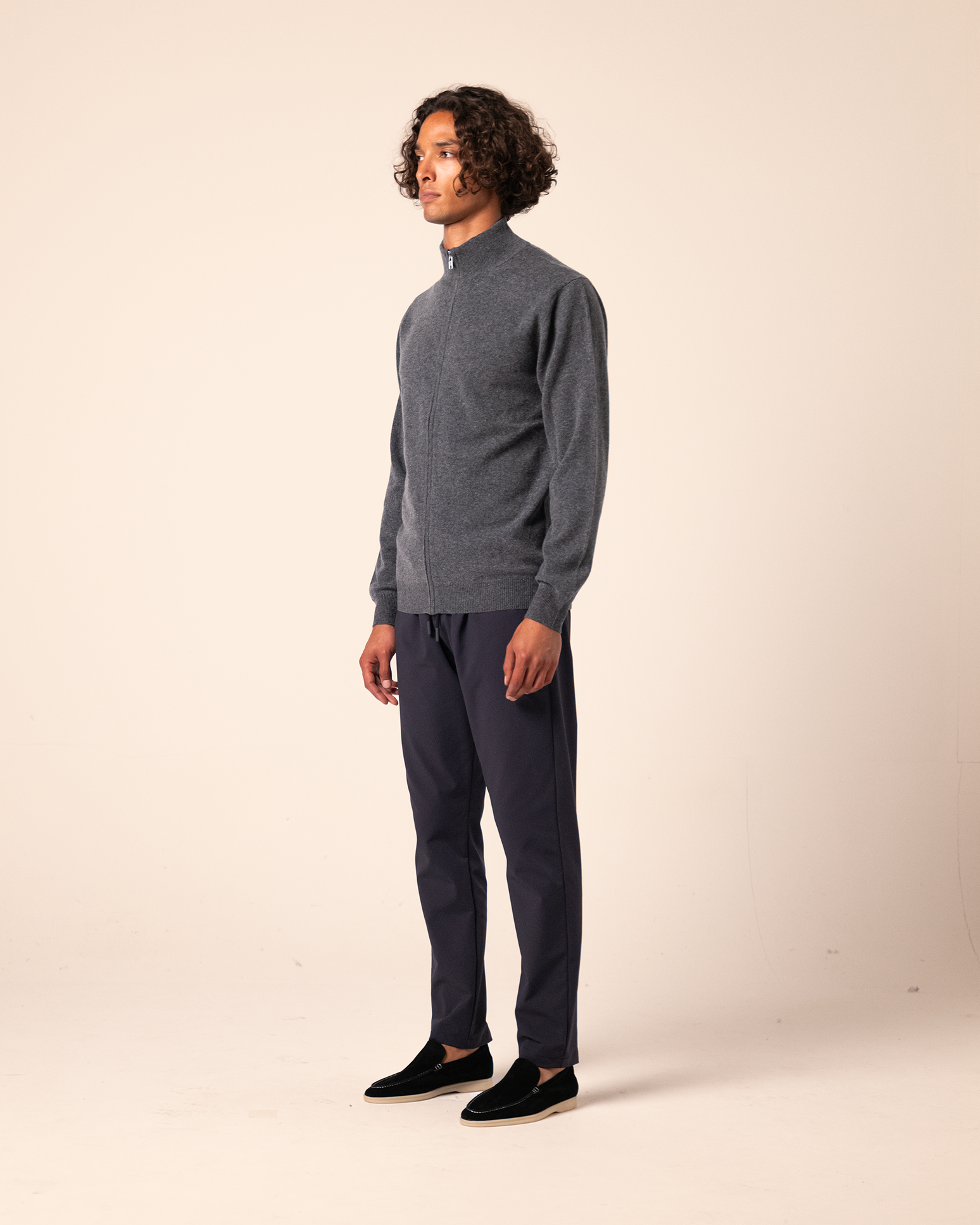 Merino Zip Cardigan Grey