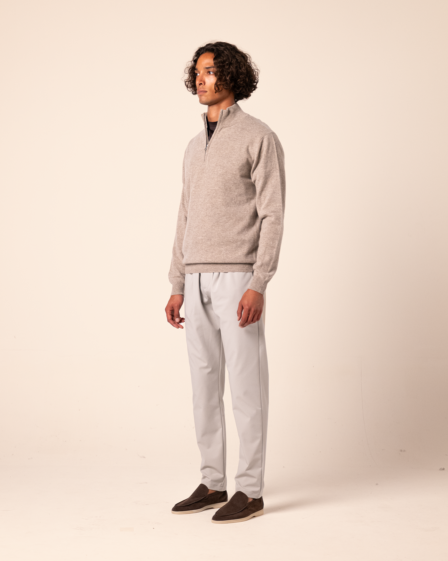 Halfzip Merino Beige
