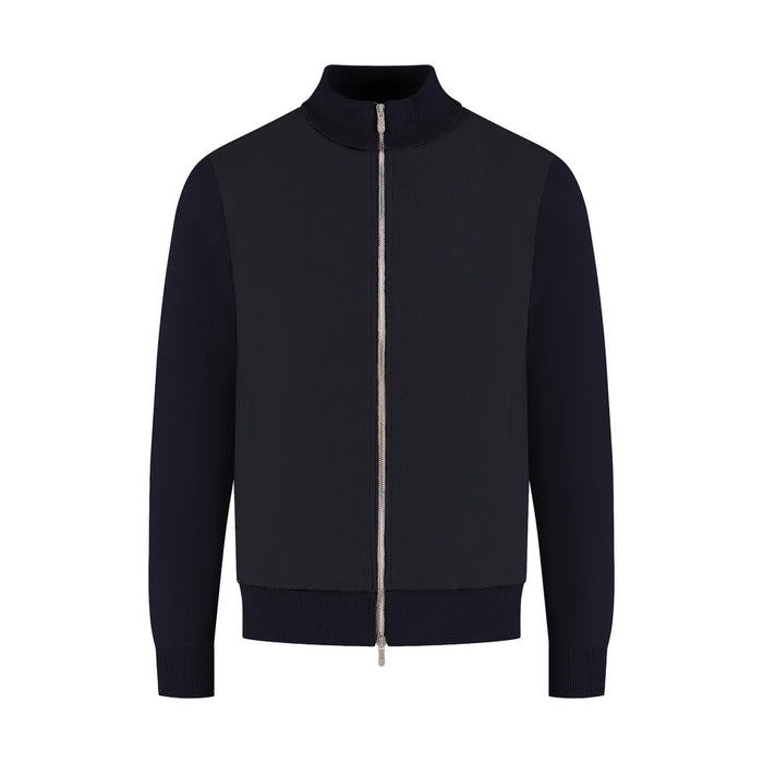 Black jacket with a zipper on a white background