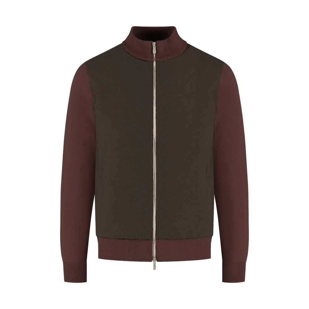 Brown and burgundy jacket on a white background