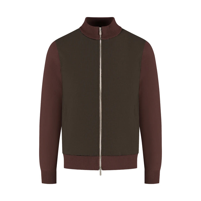 Brown and burgundy jacket on a white background