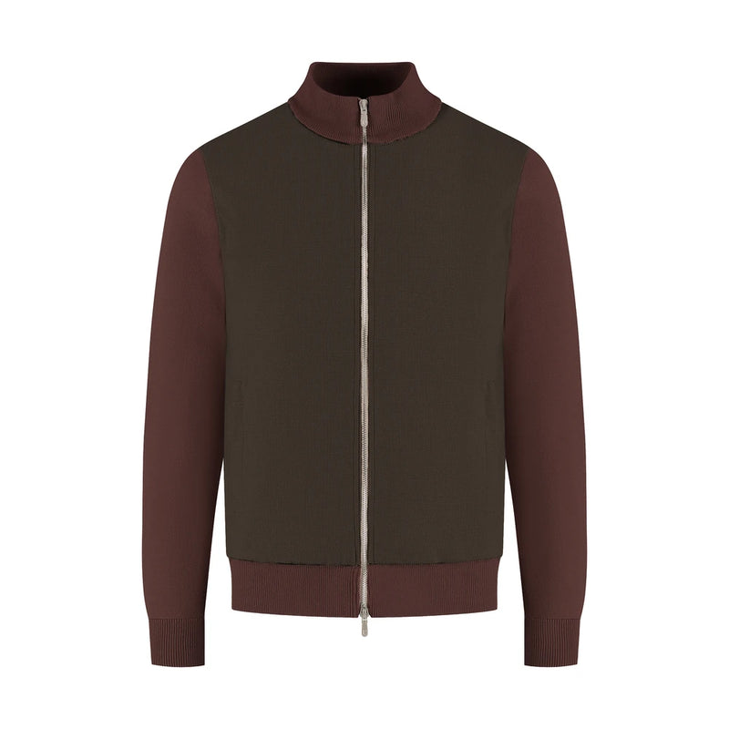 Brown and burgundy jacket on a white background