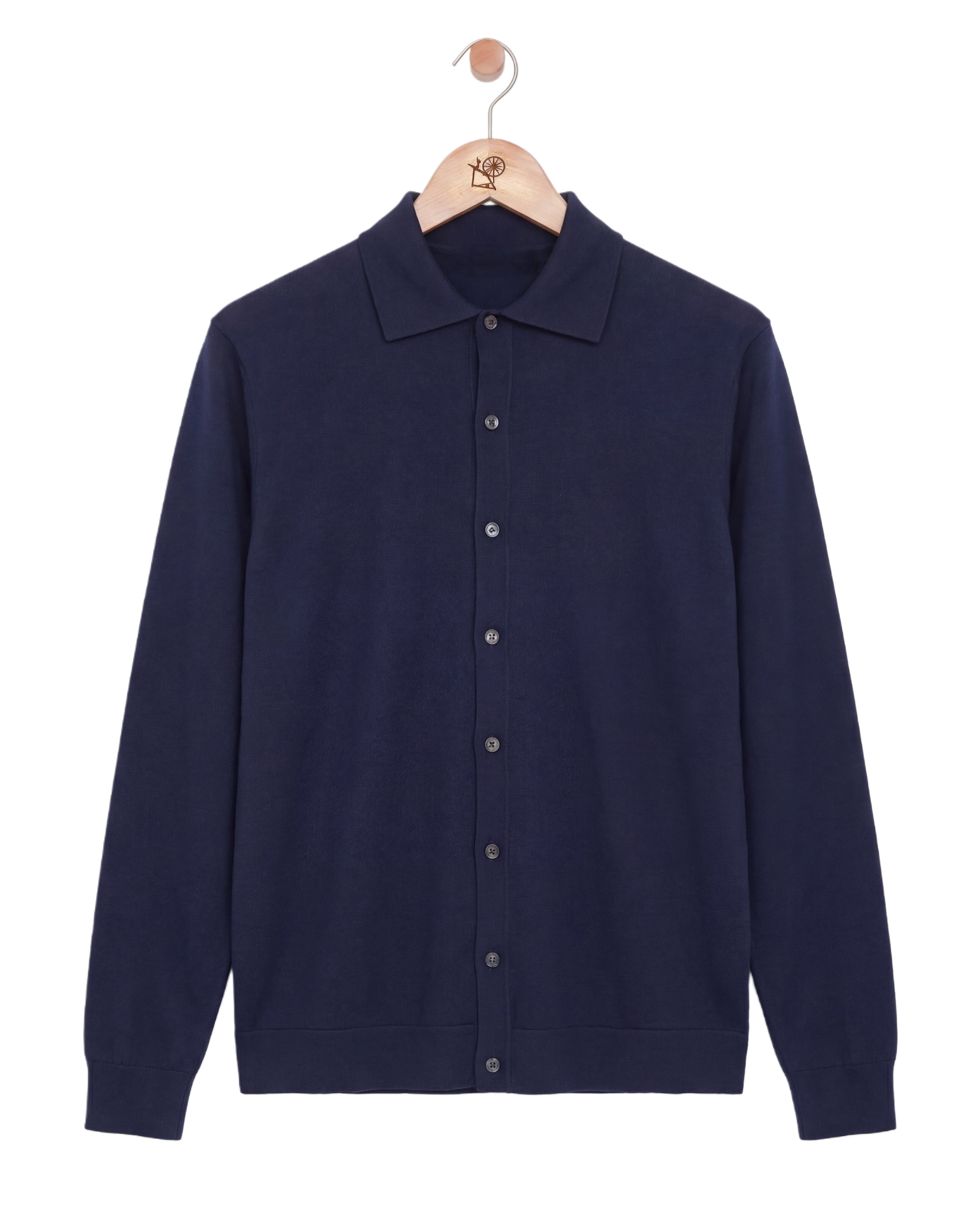 The Knitted Button Shirt Navy