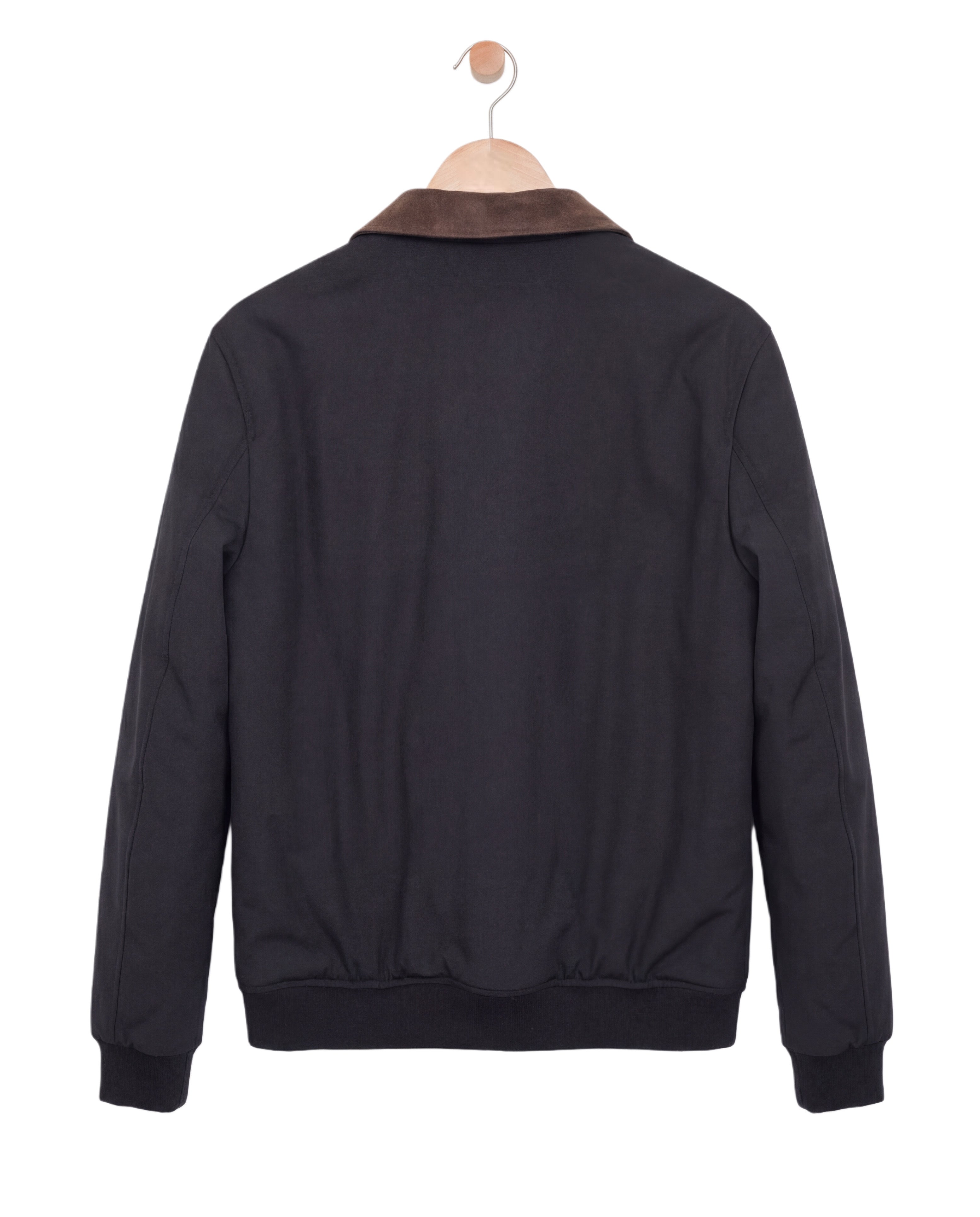 Suede Contrast Padded Jacket Black Brown