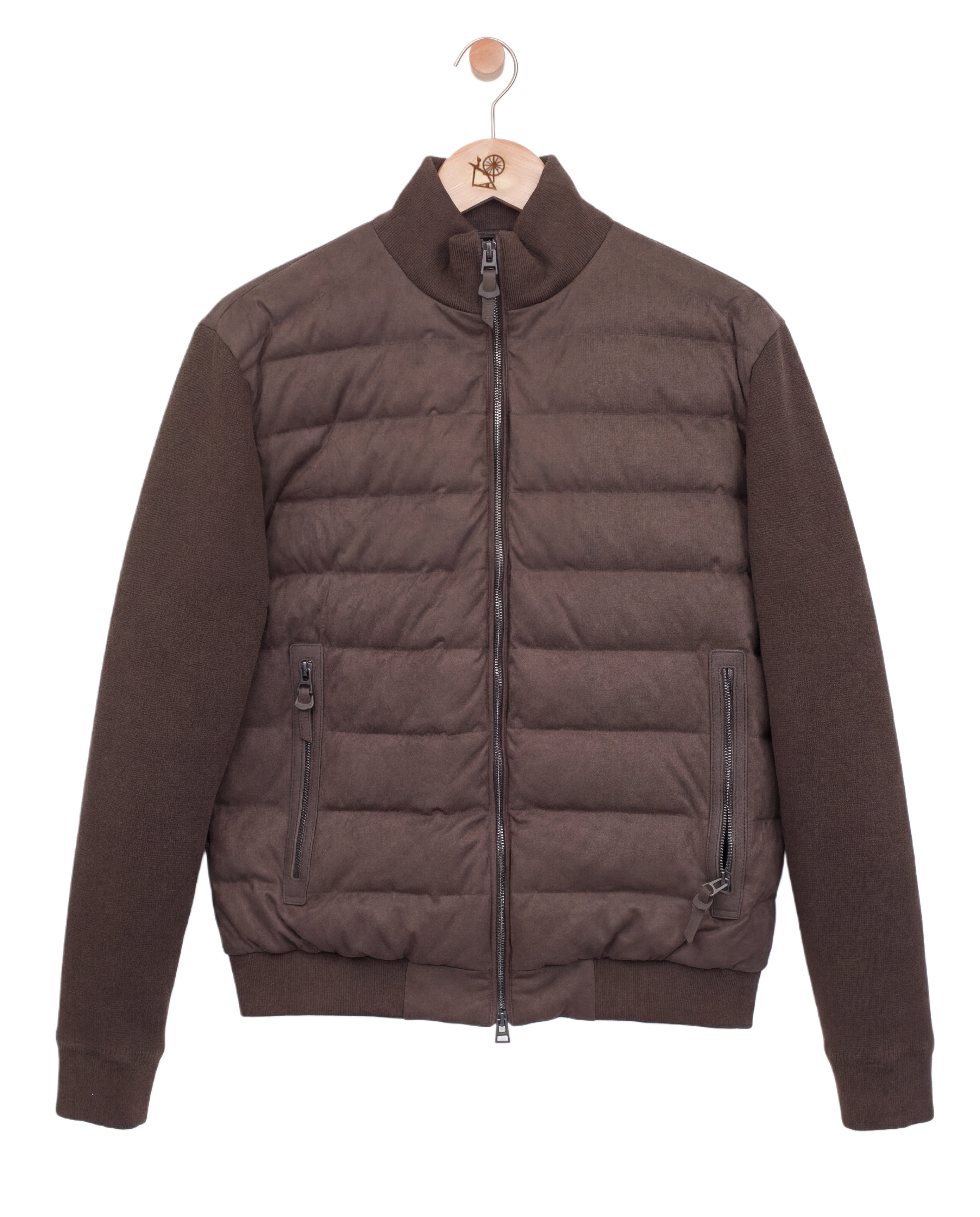 The Suede Knitted Down Jacket Brown