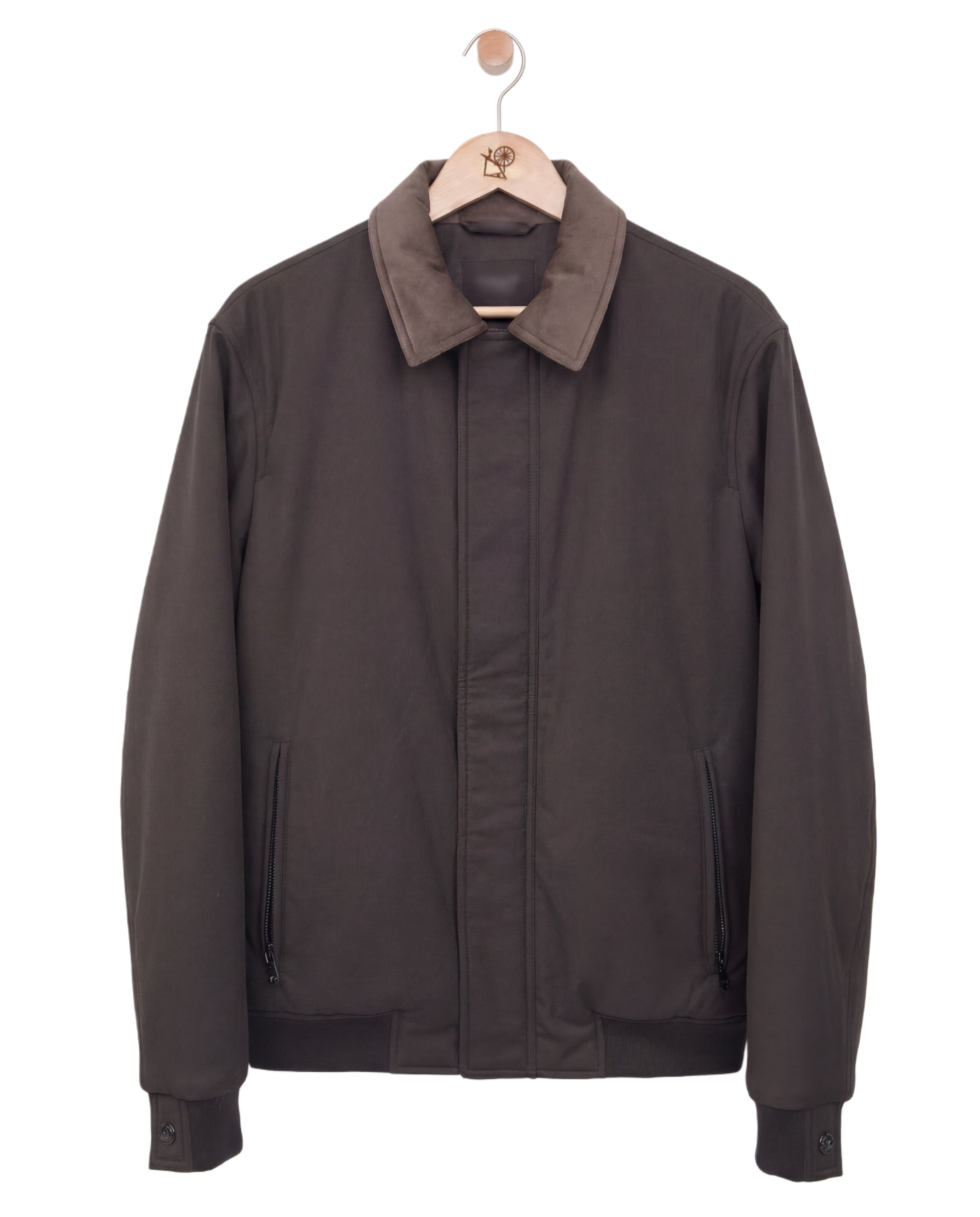 Suede Contrast Padded Jacket Brown Beige