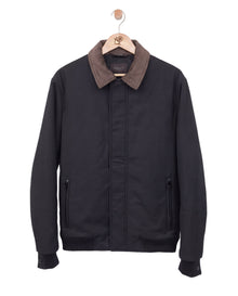 Suede Contrast Padded Jacket Black Brown