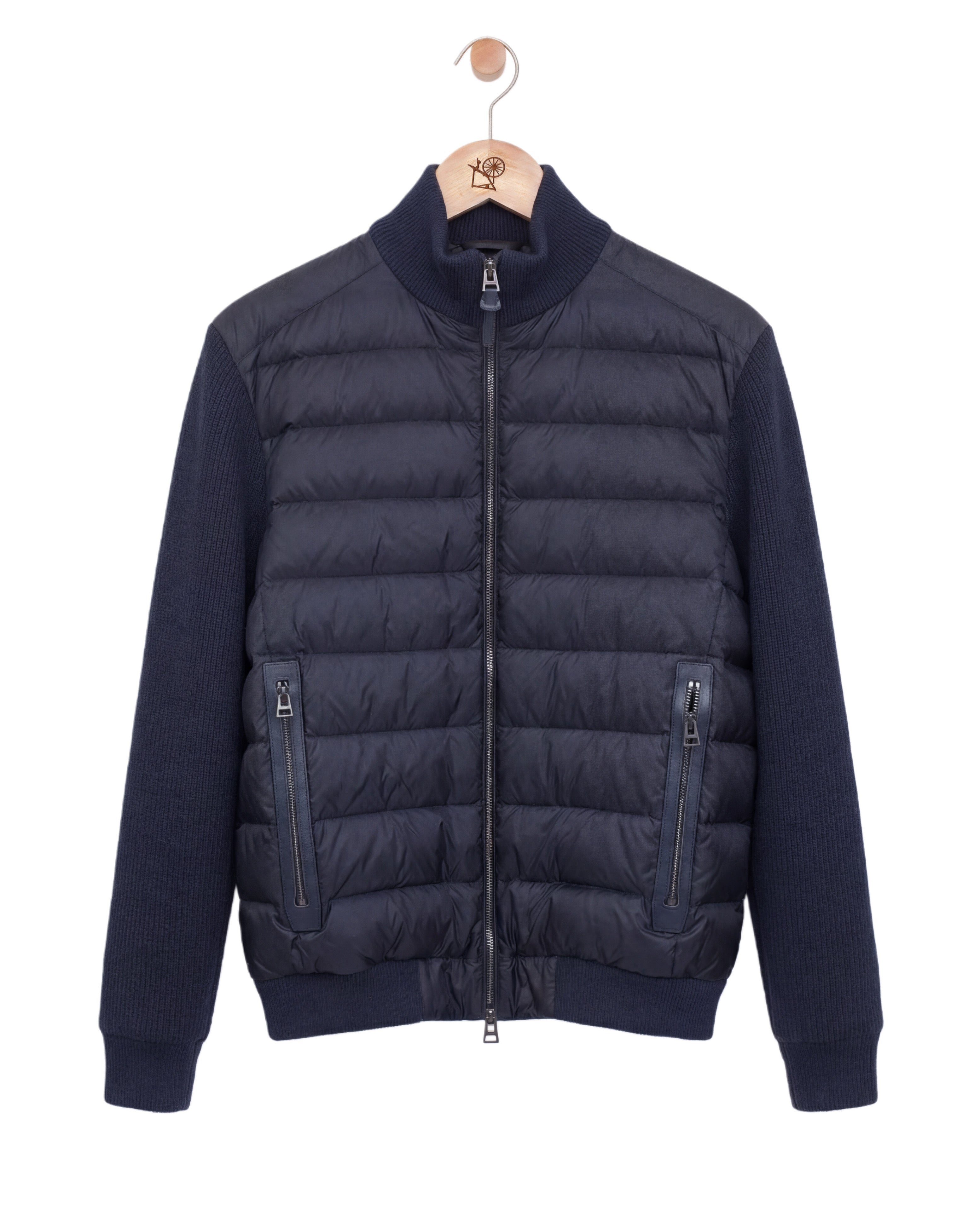 The Knit Sleeve Down Jacket Navy Blue