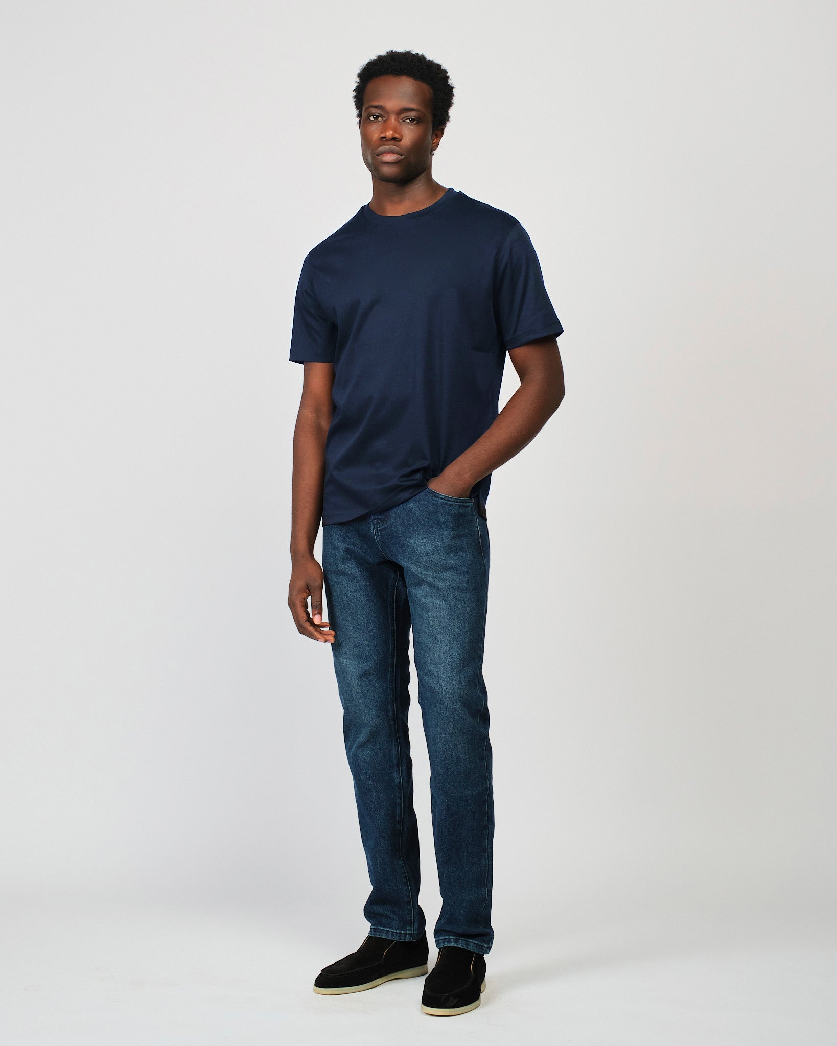 Mercerized Short Sleeve Navy