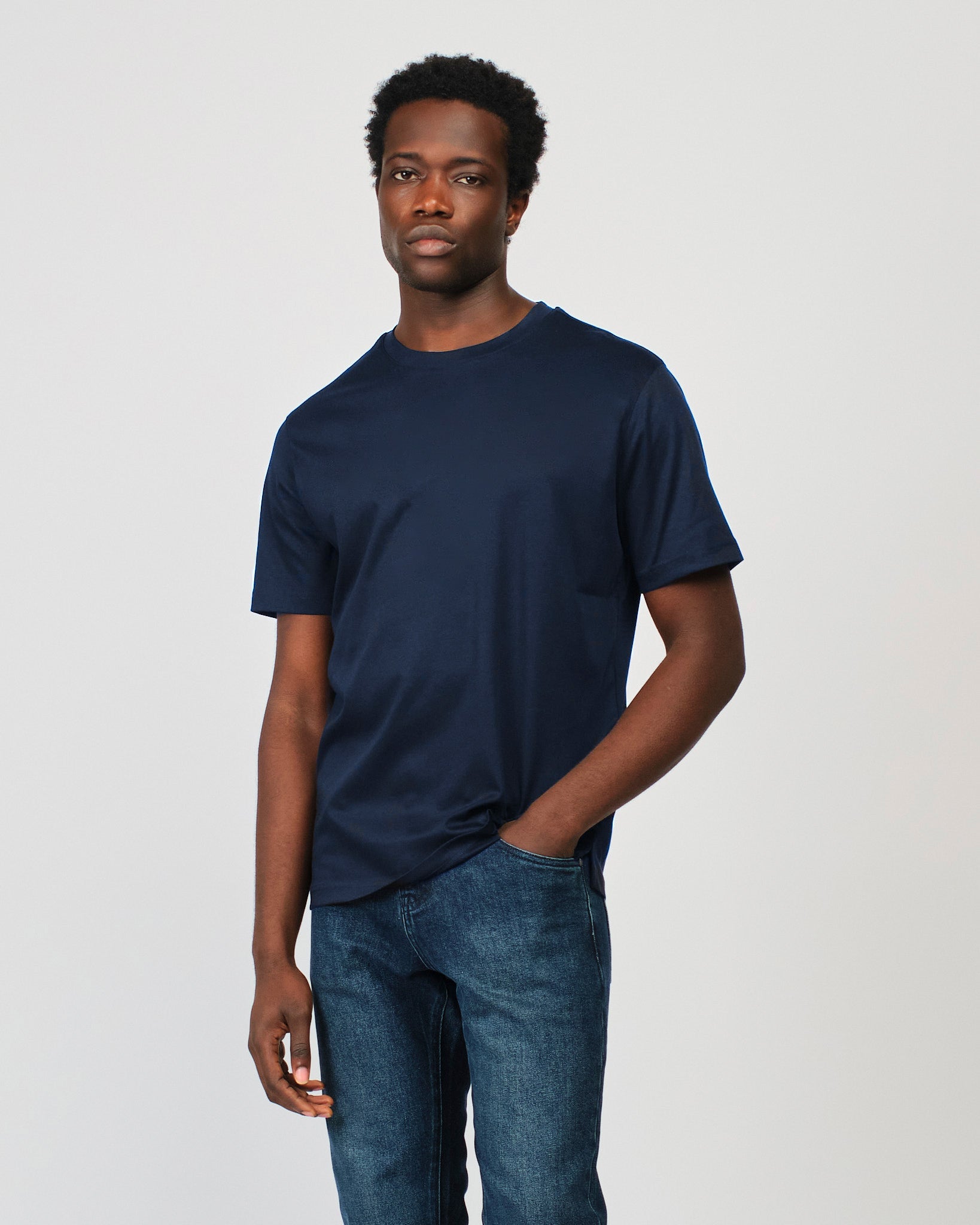 Mercerized Short Sleeve Navy