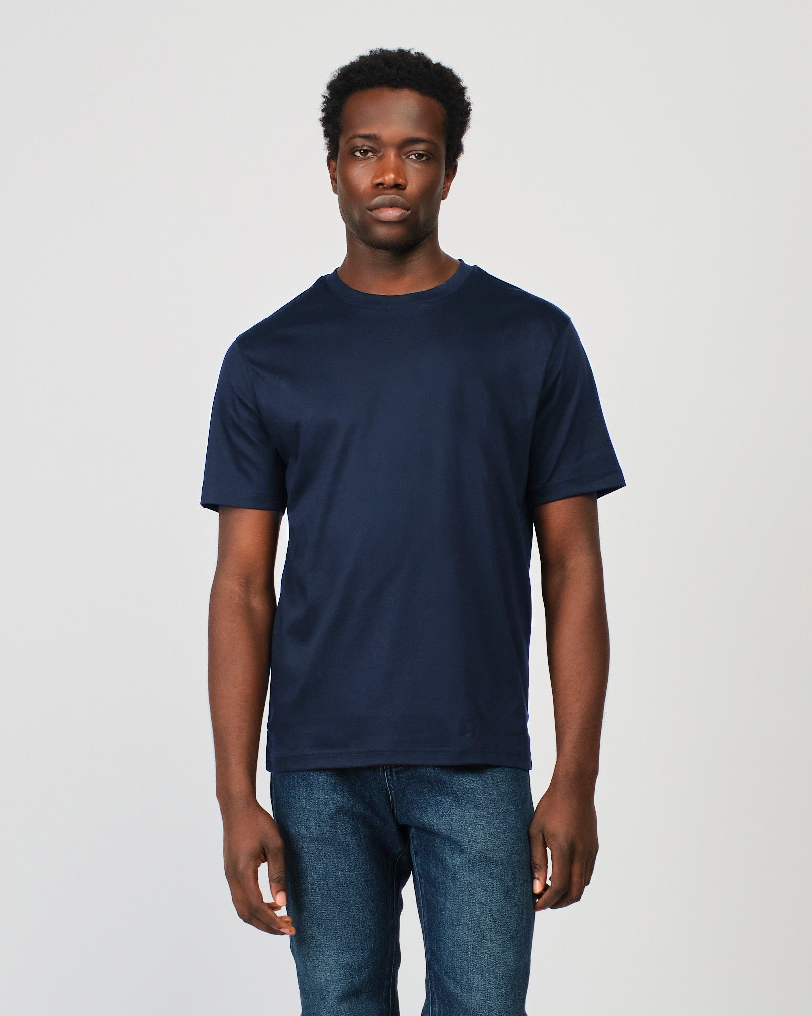 Mercerized Short Sleeve Navy