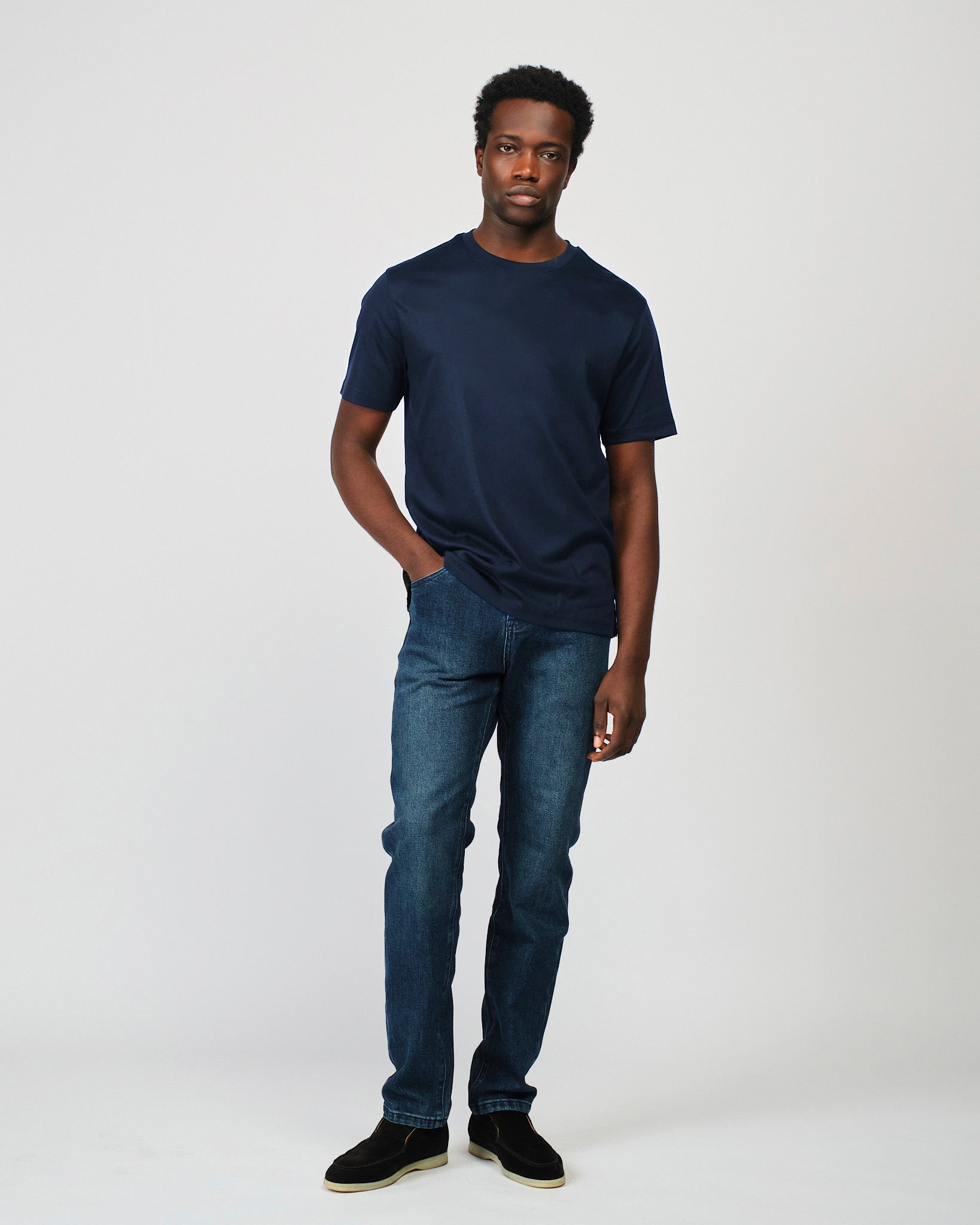Mercerized Short Sleeve Navy