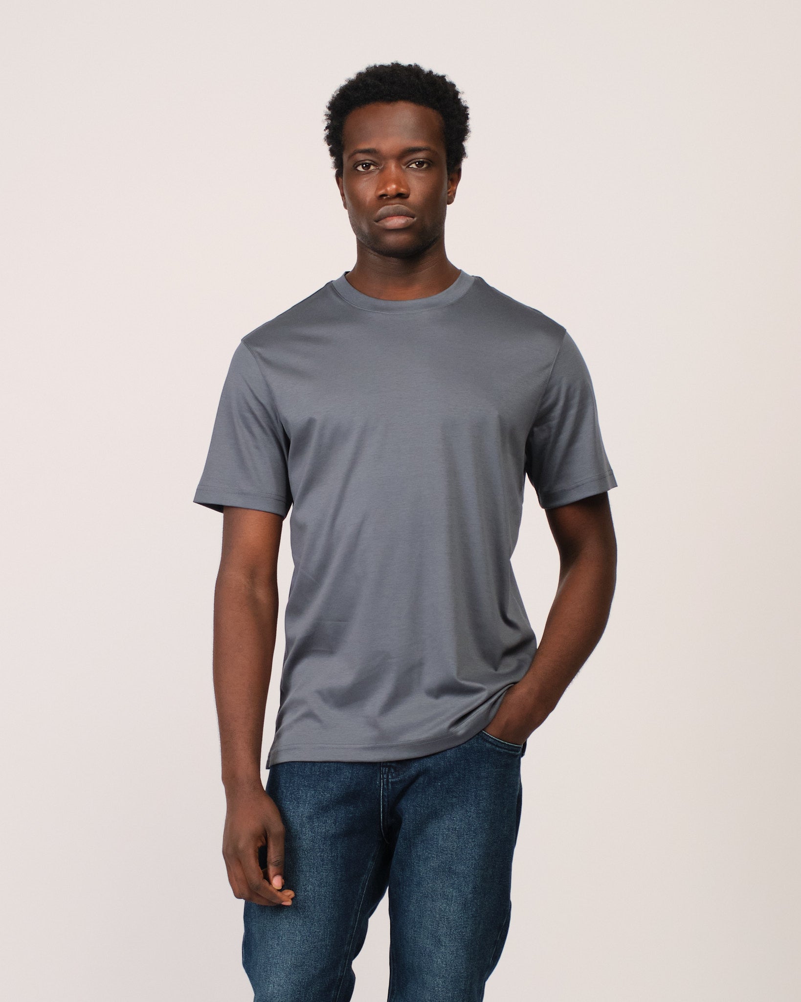 Mercerized Short Sleeve Grey