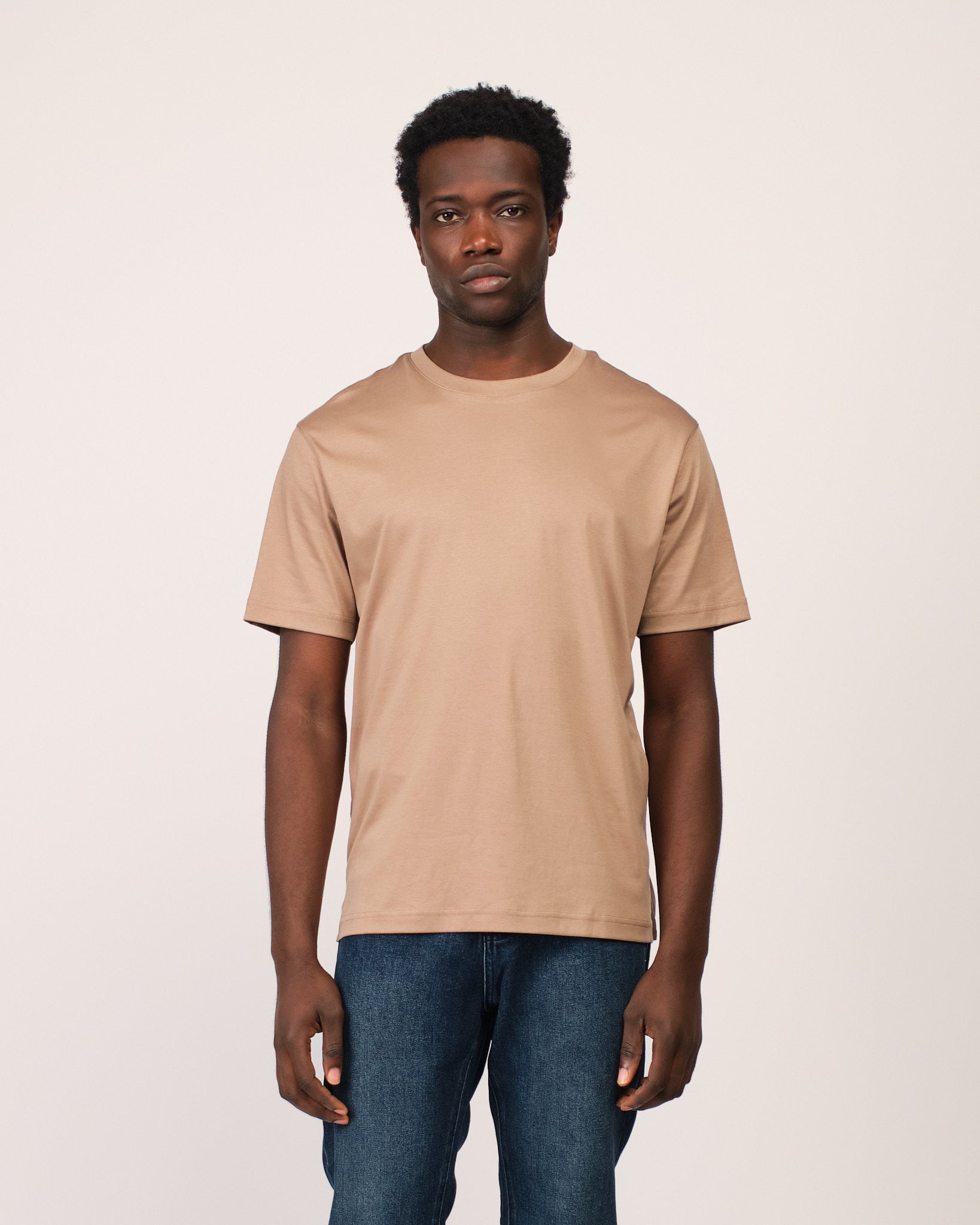 Mercerized Short Sleeve Beige