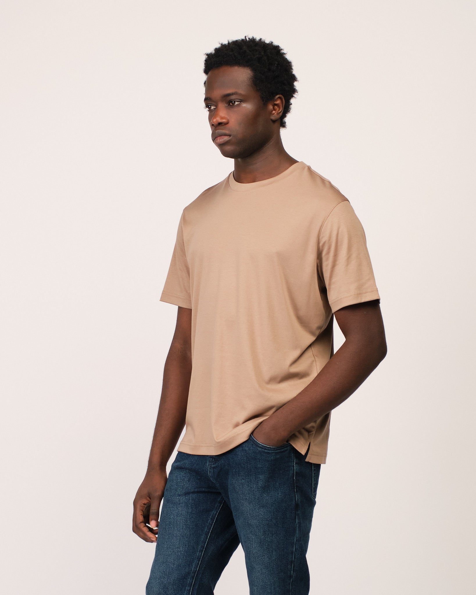 Mercerized Short Sleeve Beige