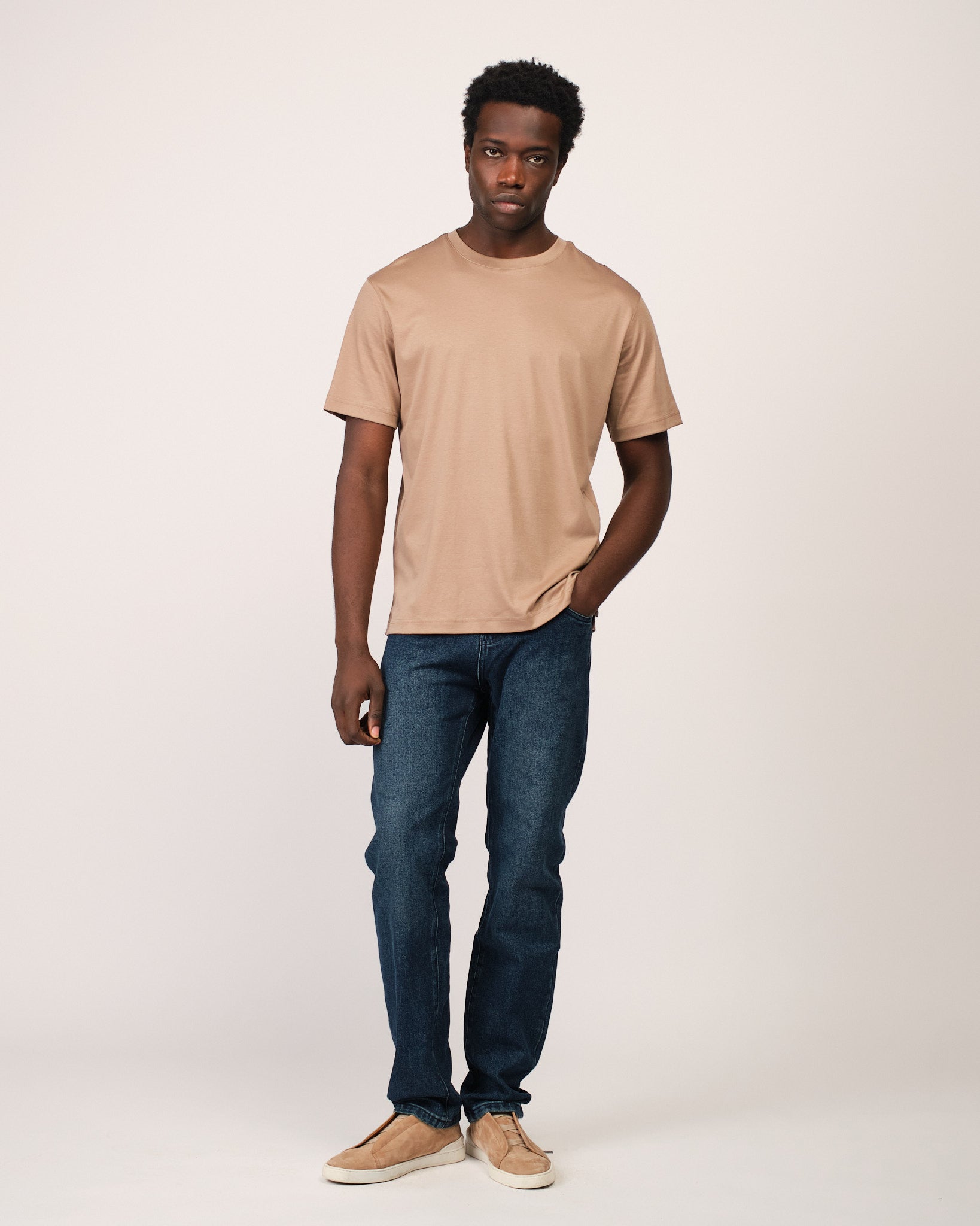 Mercerized Short Sleeve Beige