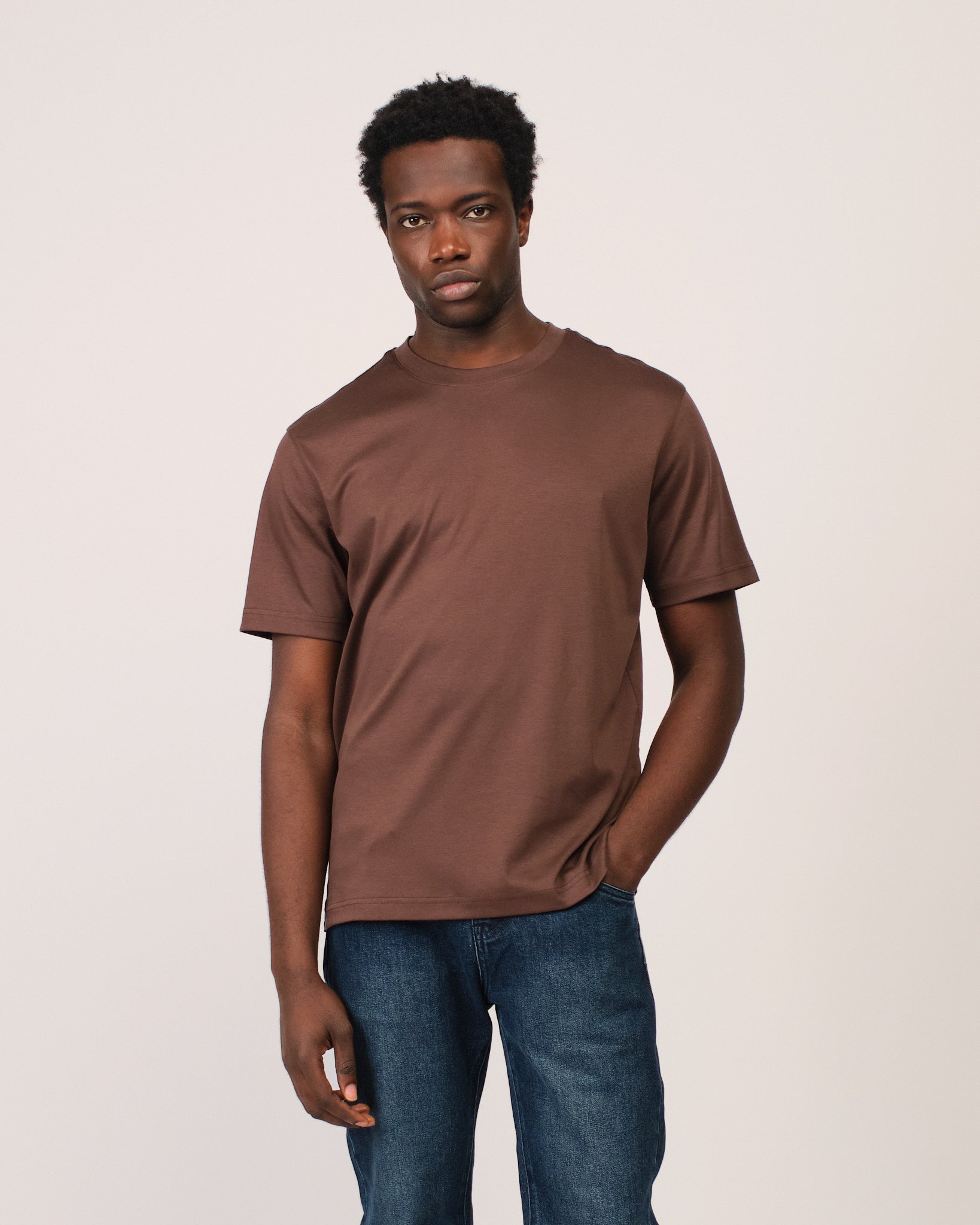 Mercerized Short Sleeve Brown