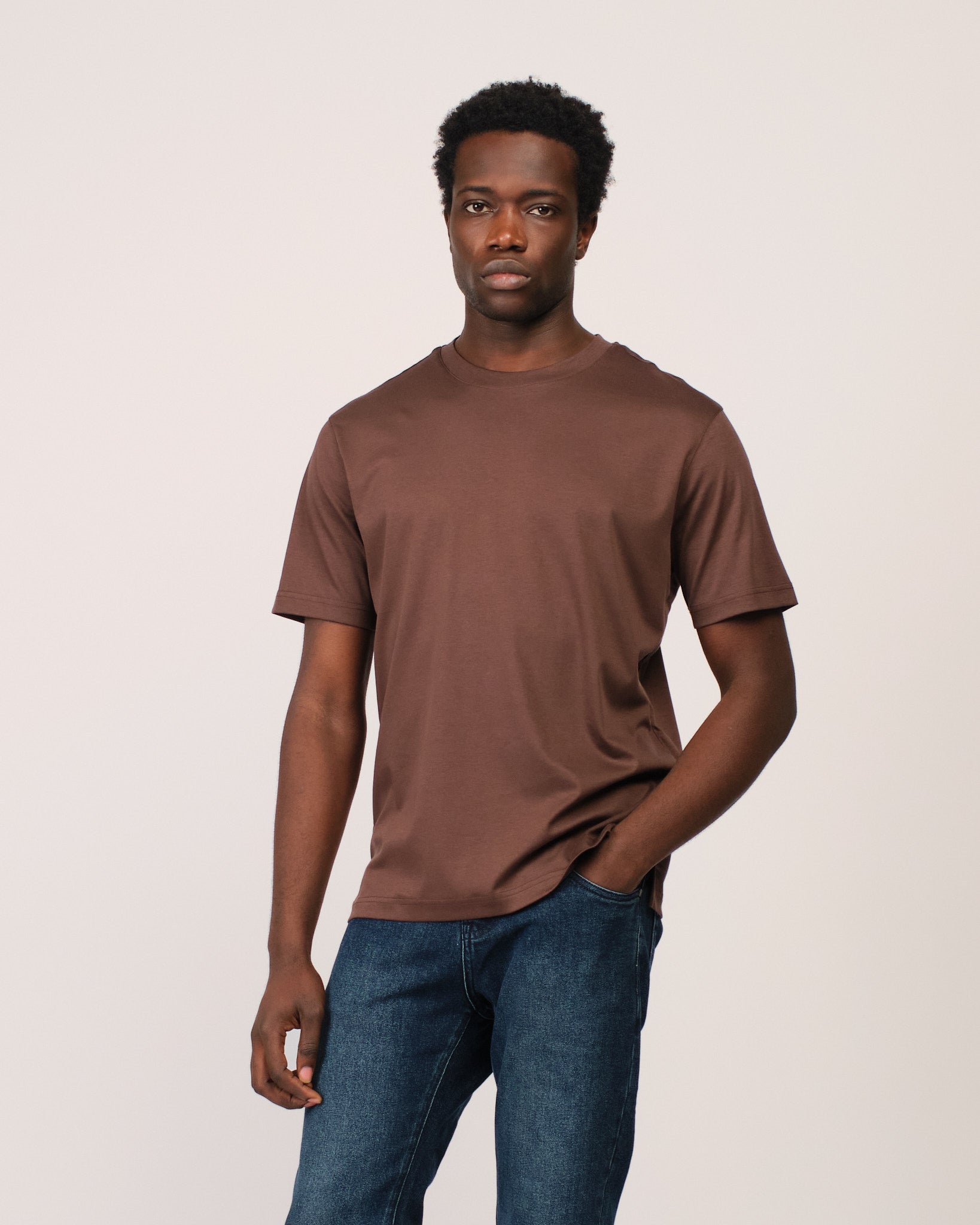 Mercerized Short Sleeve Brown