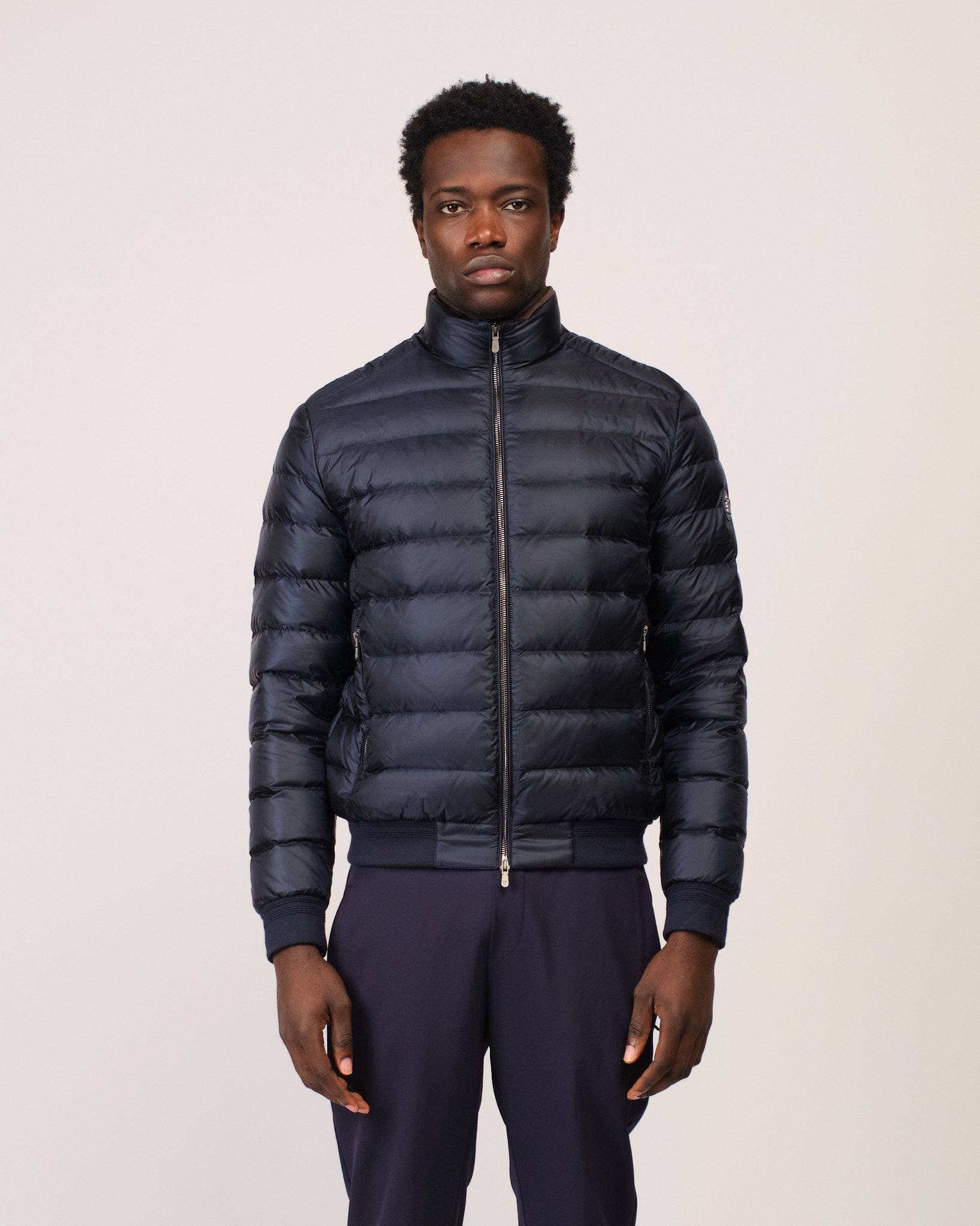 Two Tone Down Jacket Navy Brown