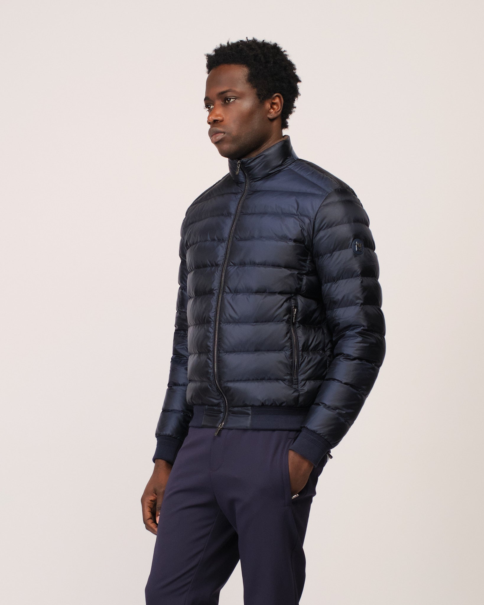 Two Tone Down Jacket Navy Brown
