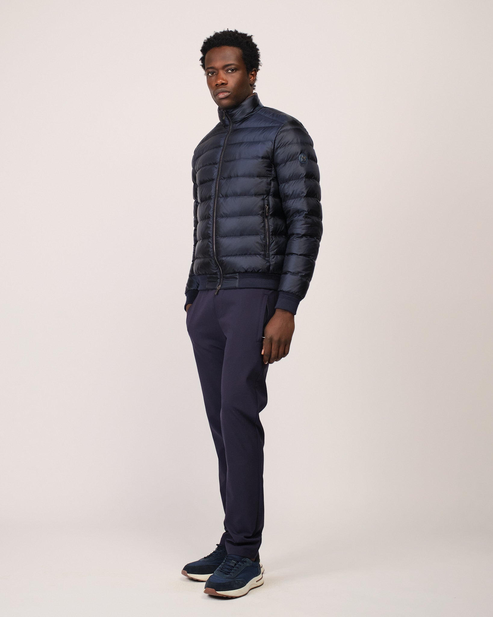 Two Tone Down Jacket Navy Brown